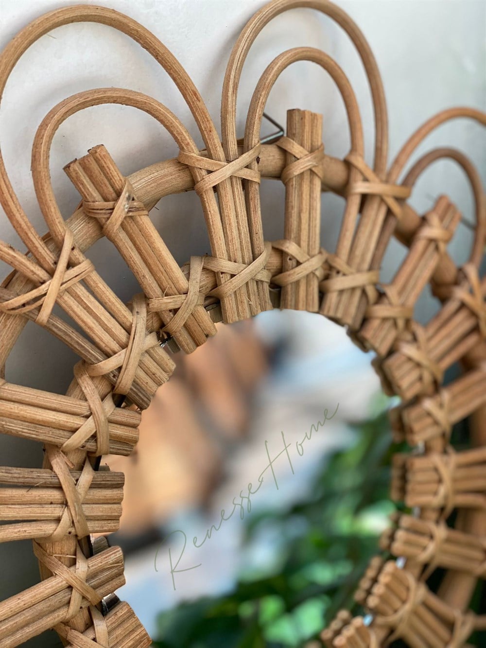 Abuja El Yapımı Rattan Duvar Aynası