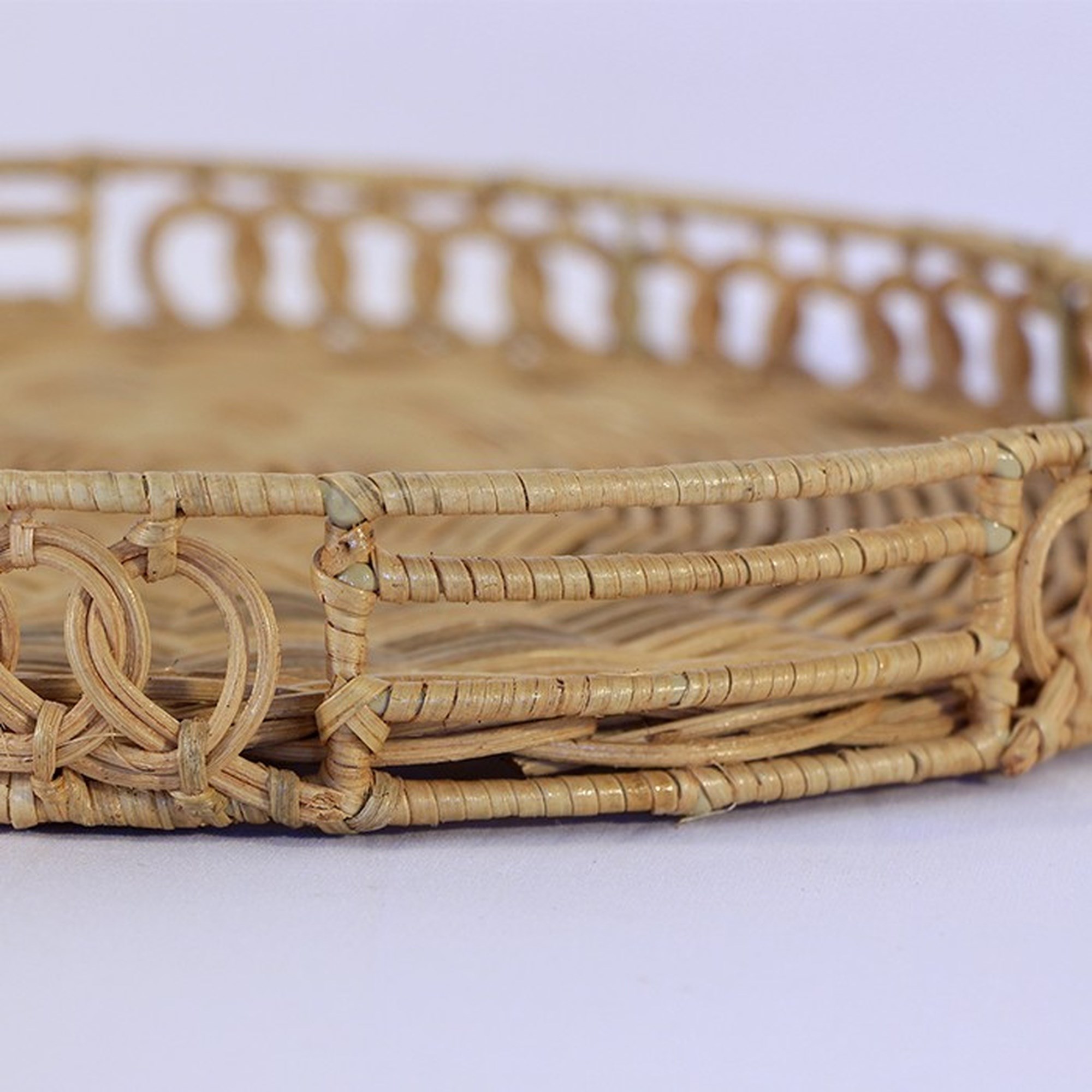 Asel El Yapımı Rattan Servis Tepsisi – Doğal Rattan Dekoratif Sunum ve Organizer Tepsi