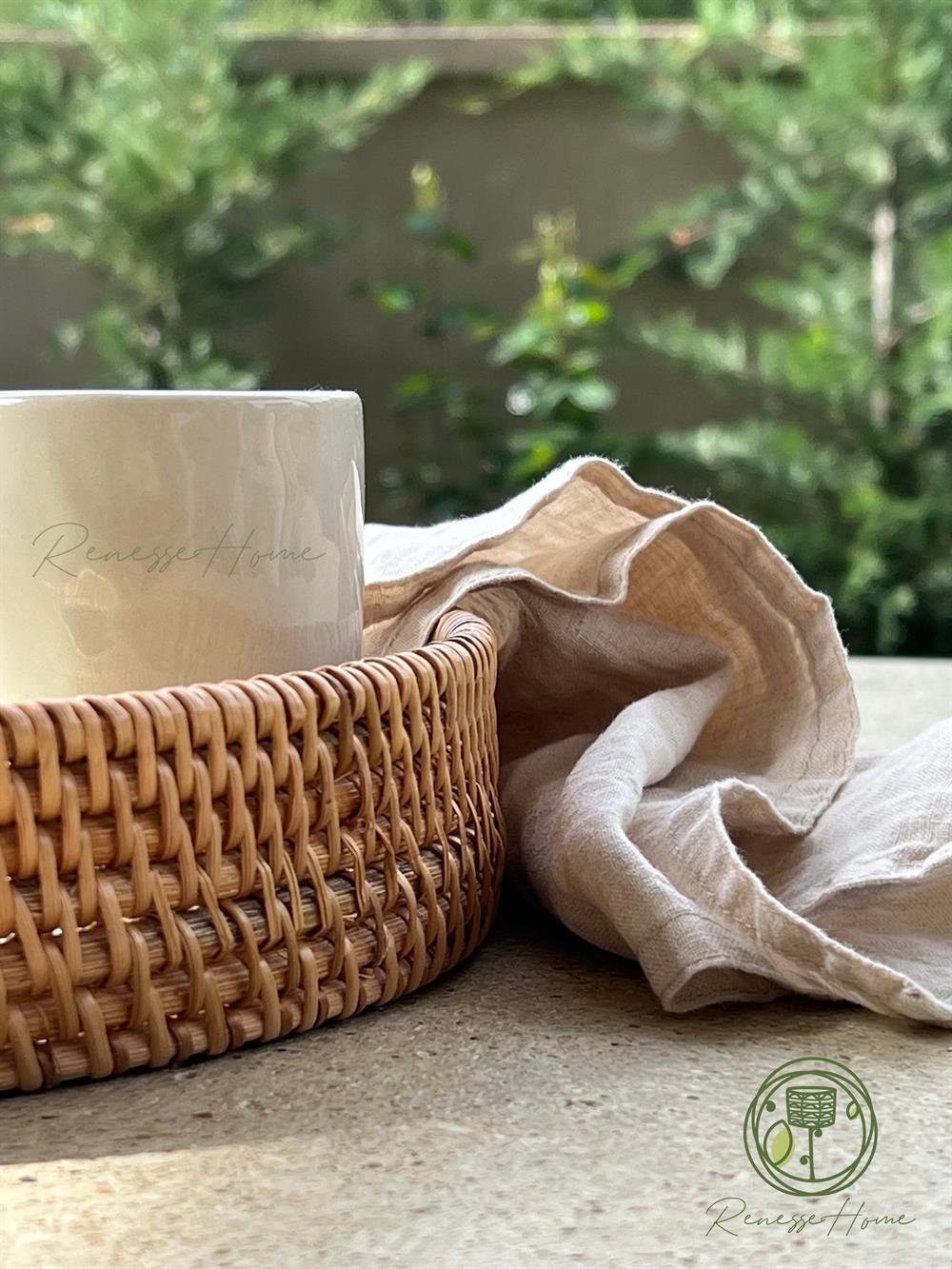 Esila El Yapımı Sedefli Rattan Tepsi