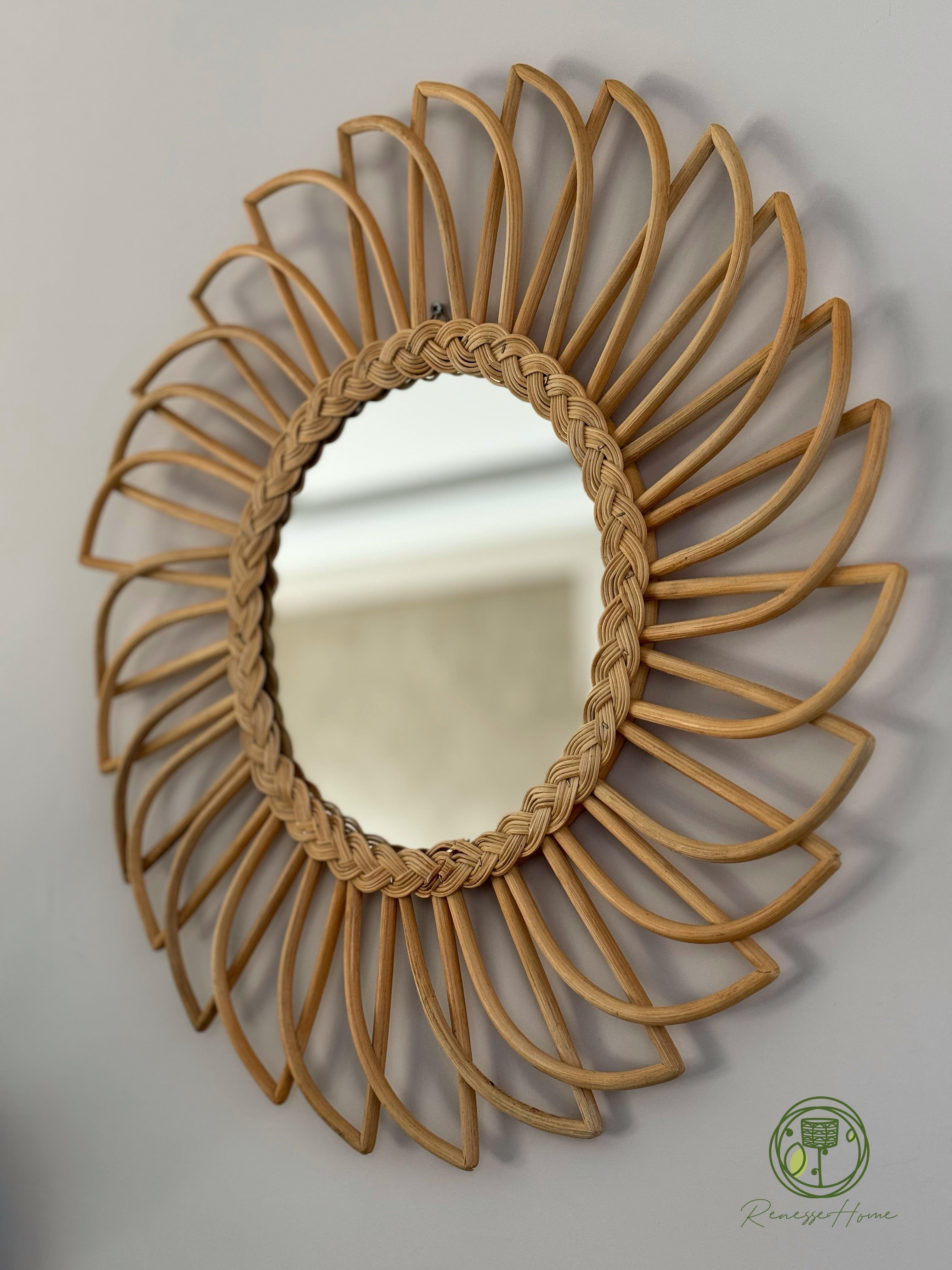 Gambiya El Yapımı Rattan Duvar Aynası