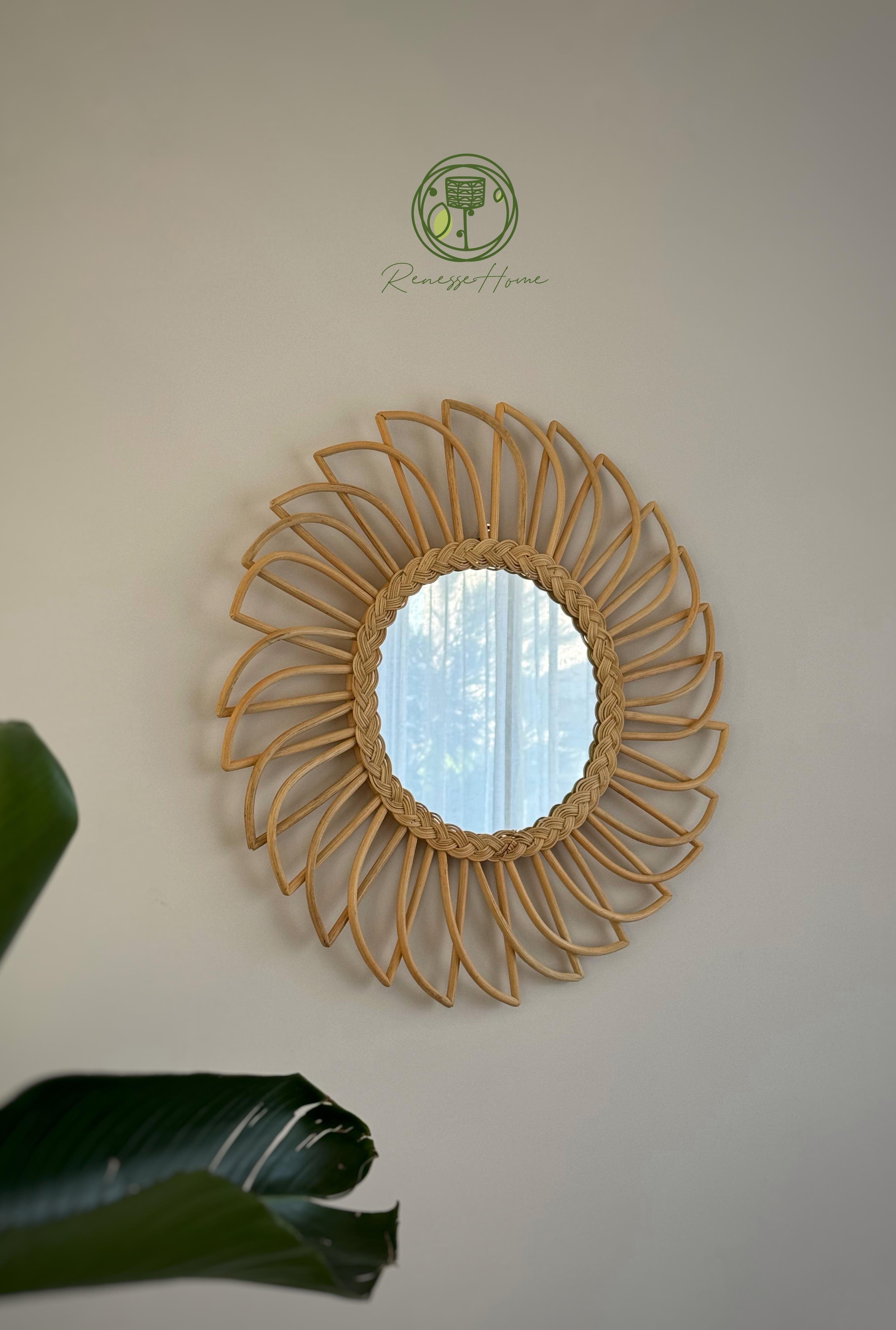 Gambiya El Yapımı Rattan Duvar Aynası