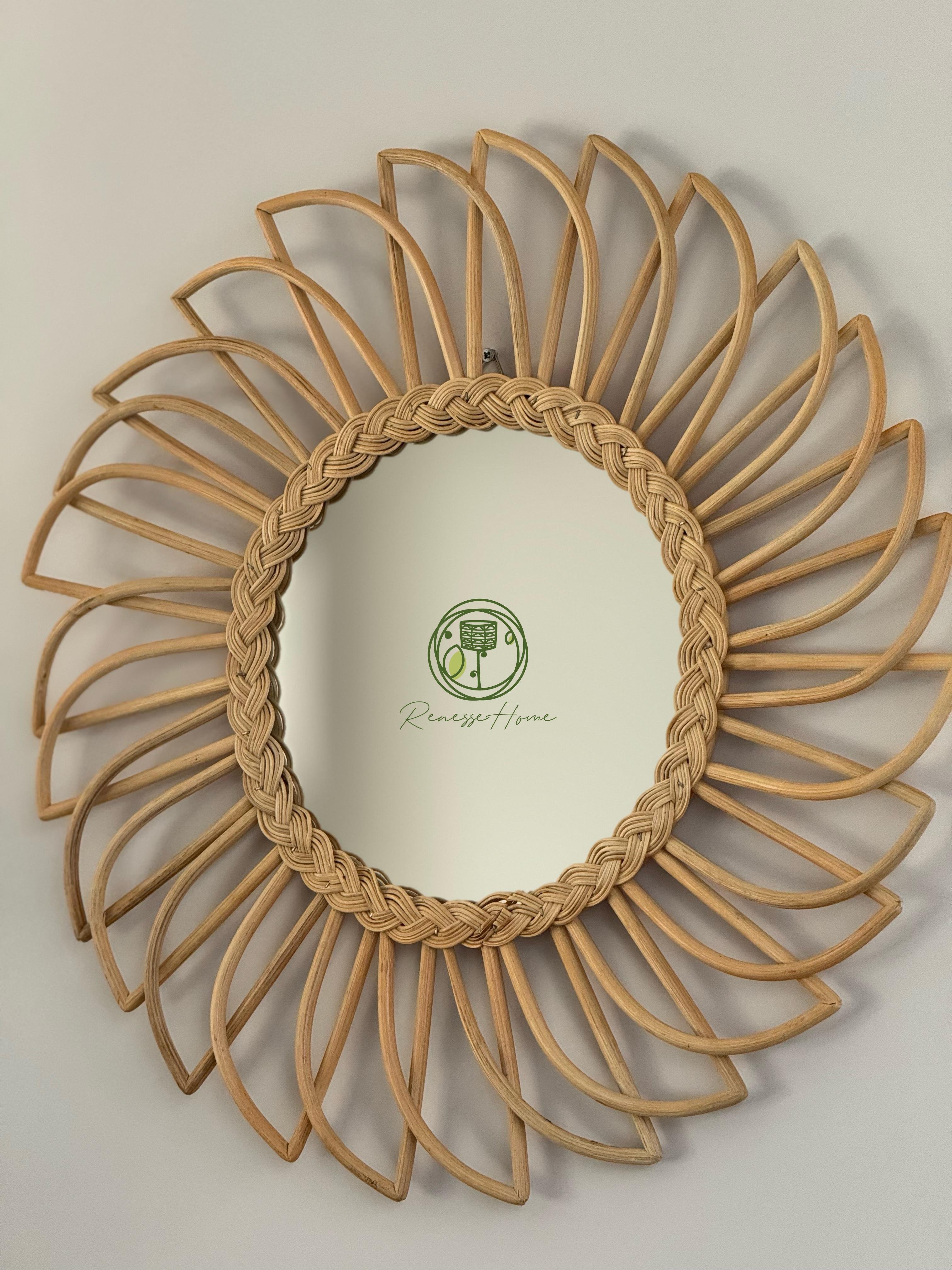 Gambiya El Yapımı Rattan Duvar Aynası