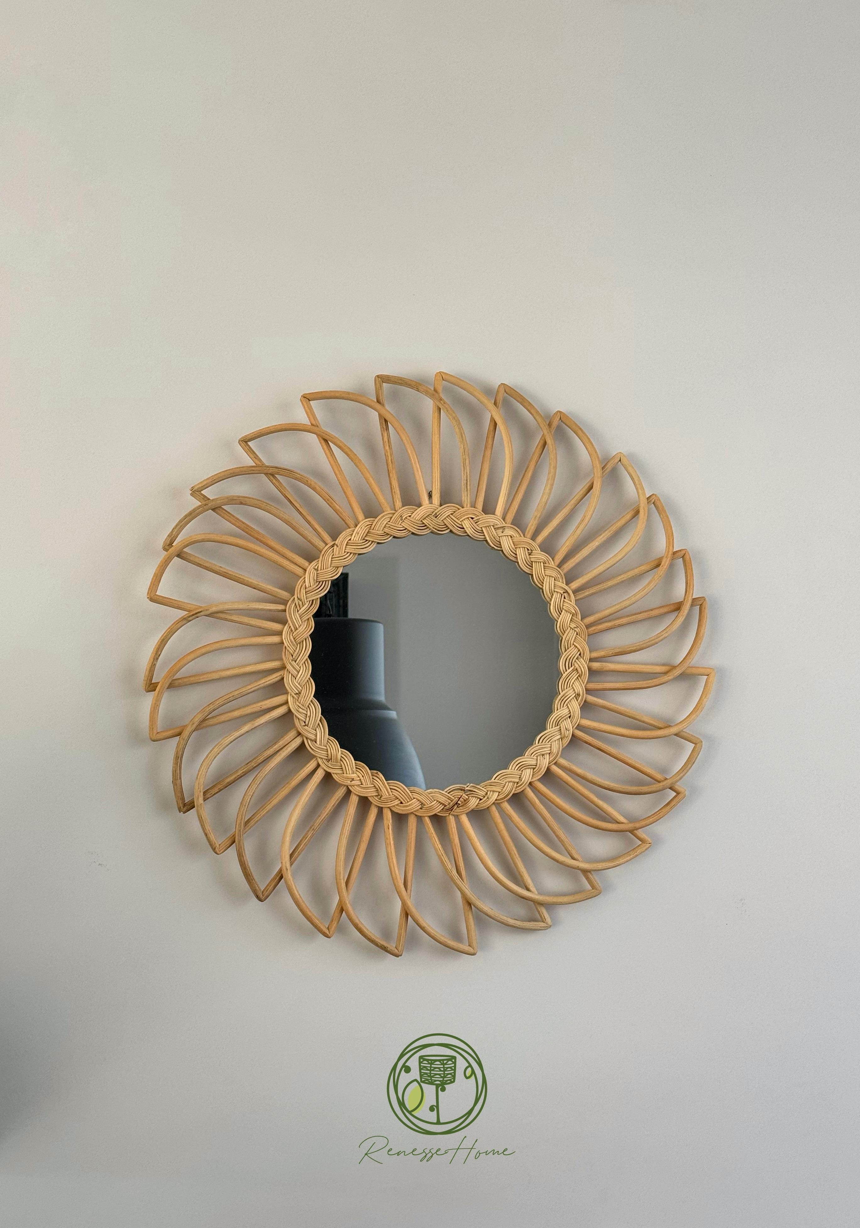 Gambiya El Yapımı Rattan Duvar Aynası