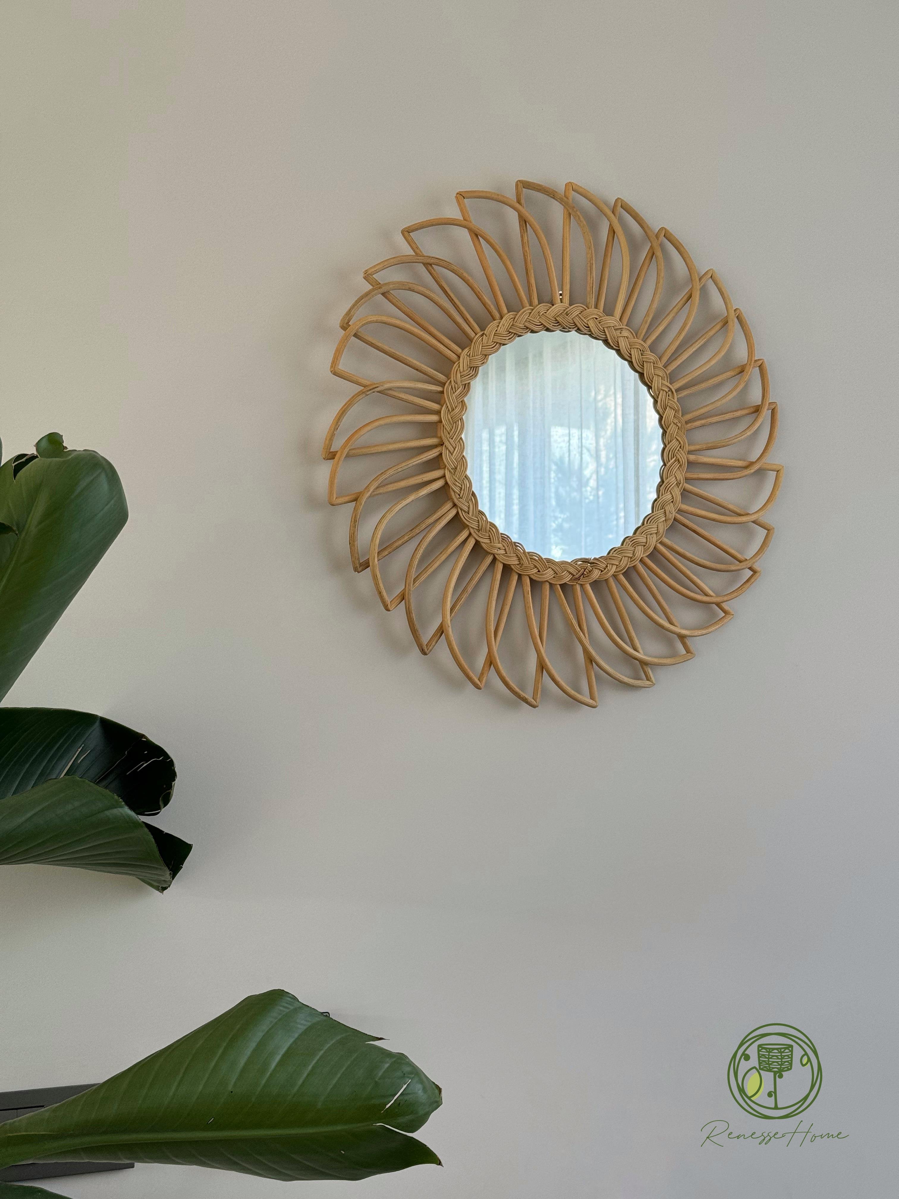 Gambiya El Yapımı Rattan Duvar Aynası