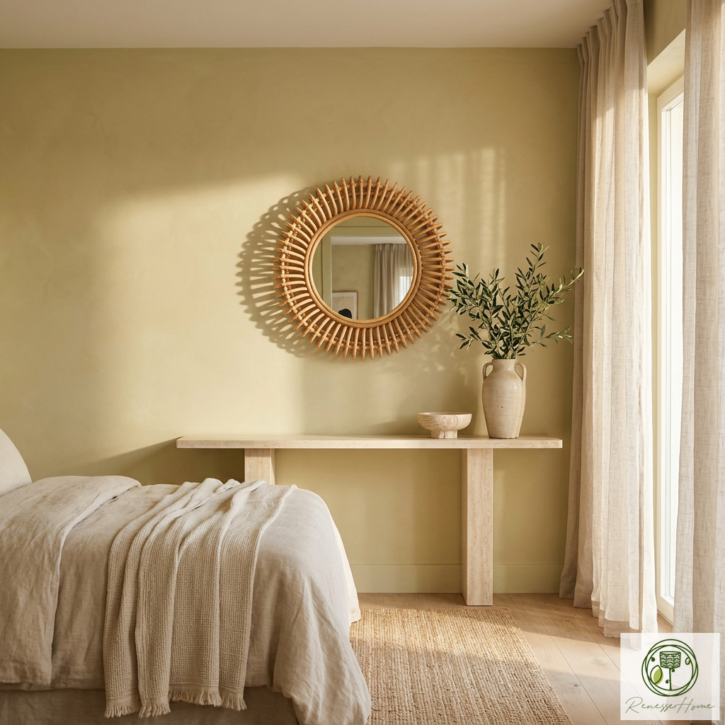 Layun El Yapımı Premium Rattan Duvar Aynası – 60 cm Doğal Bohem Dekor
