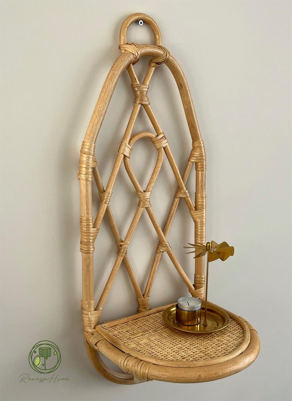 Lusaka El Yapımı Rattan Duvar Rafı 