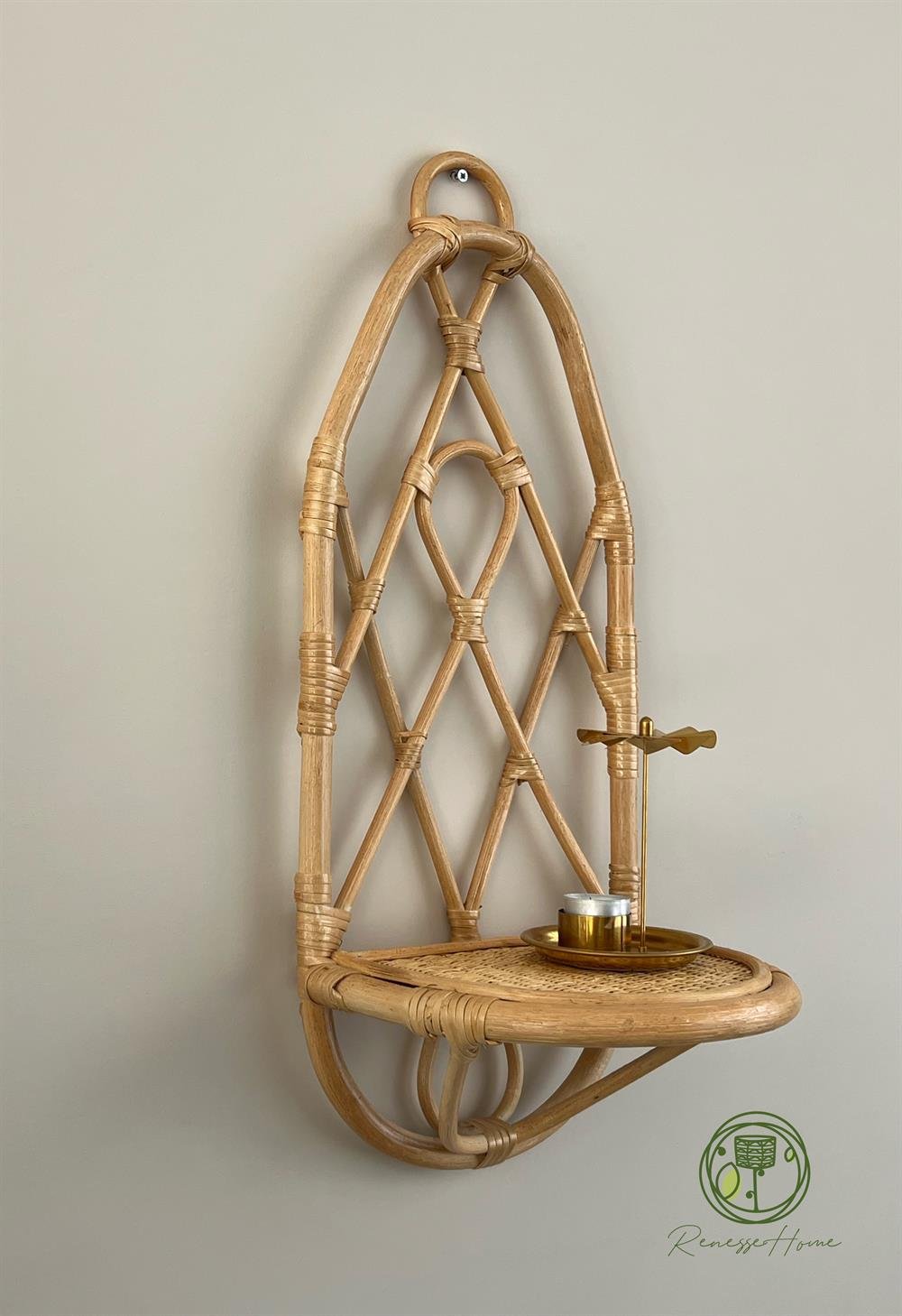 Lusaka El Yapımı Rattan Duvar Rafı 