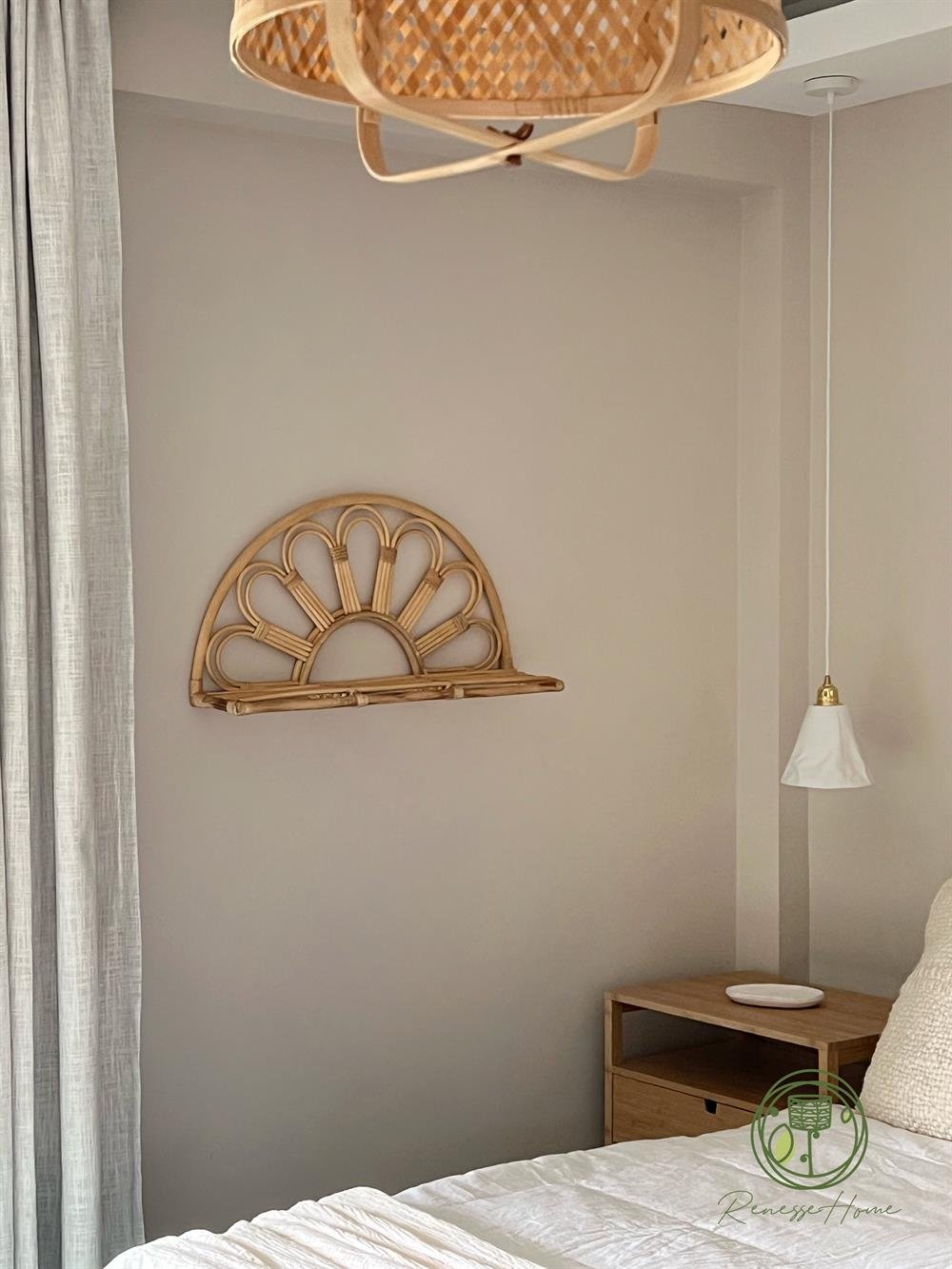 Niamey El Yapımı Rattan & Bambu Duvar Rafı