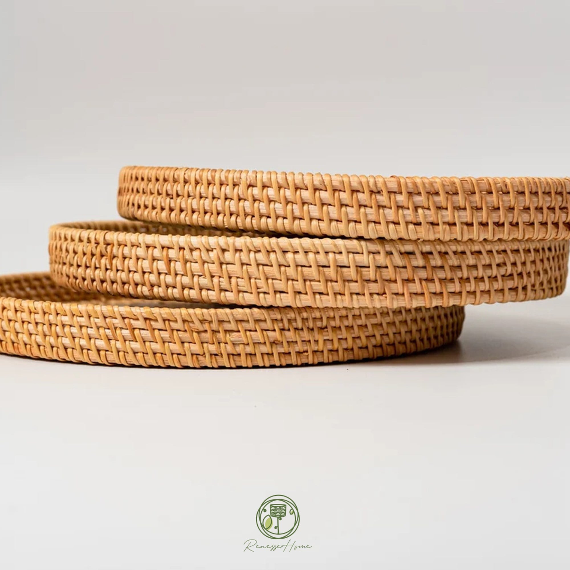 Renesse Home Arya El Yapımı Sedefli Rattan Tepsi – Doğal Rattan Servis Tepsisi, Sedef Mozaik Dekoratif Sunum Tepsisi, Bohem ve Premium Ev Dekoru
