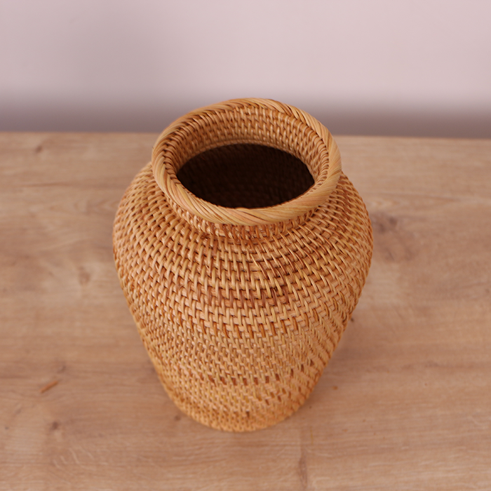 Zeyla El Yapımı Rattan Mini Vazo & Çiçeklik (16x20cm)