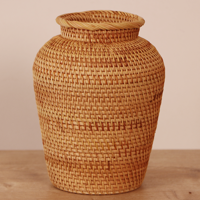 Zeyla El Yapımı Rattan Mini Vazo & Çiçeklik (16x20cm)