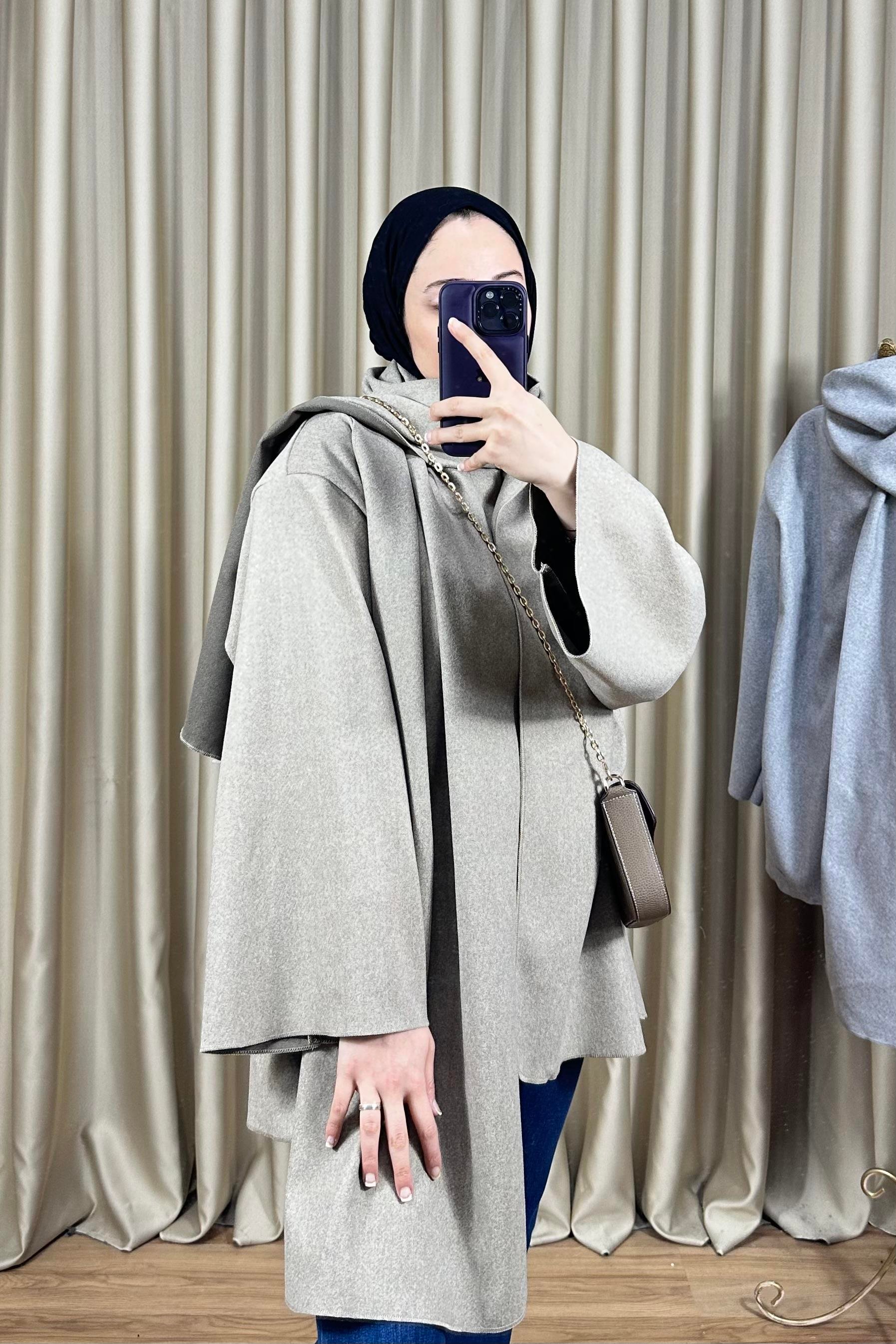 Atkılı Kaşe Ceket Vizon 