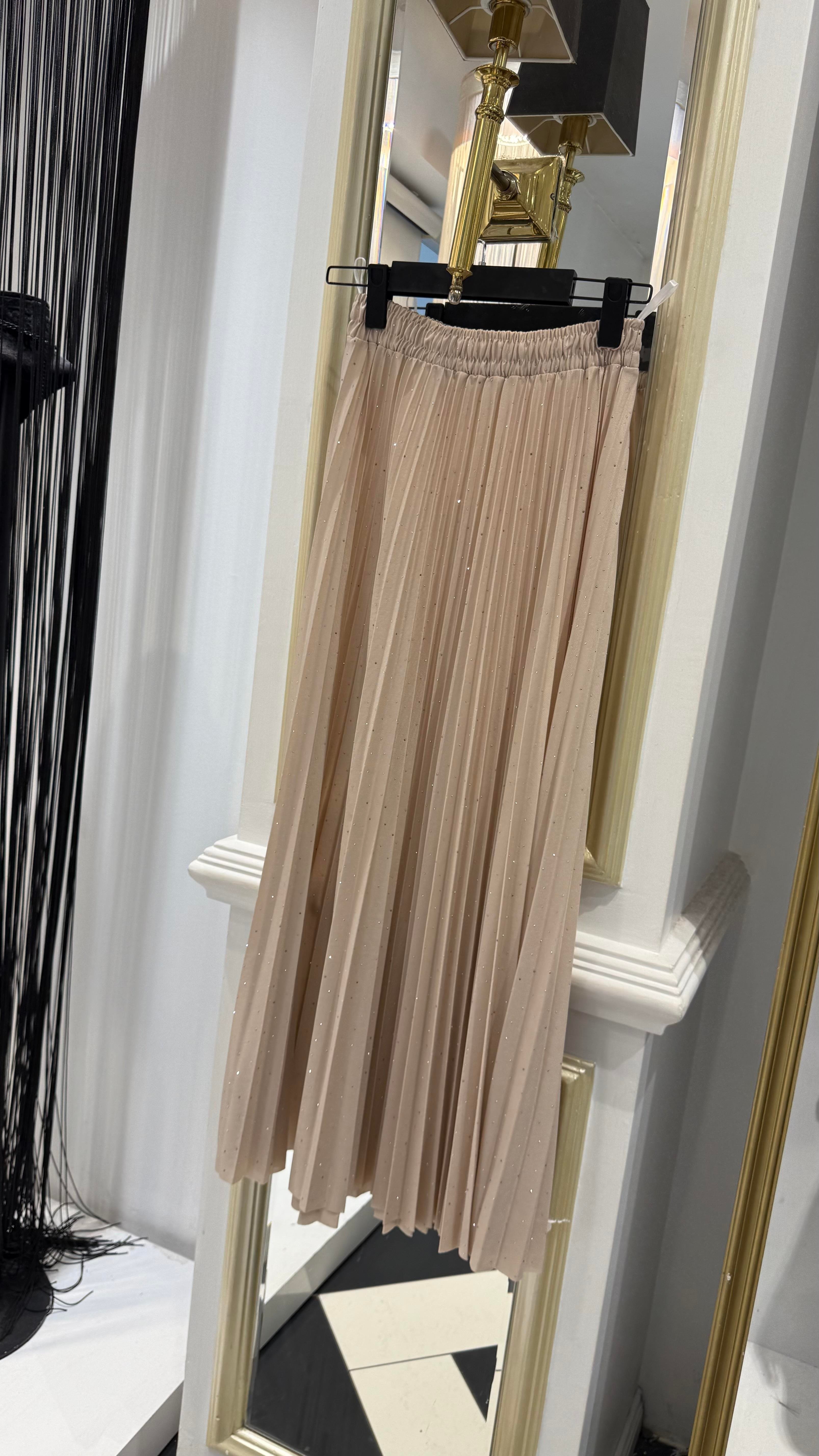 Işıltılı Pileli Etek