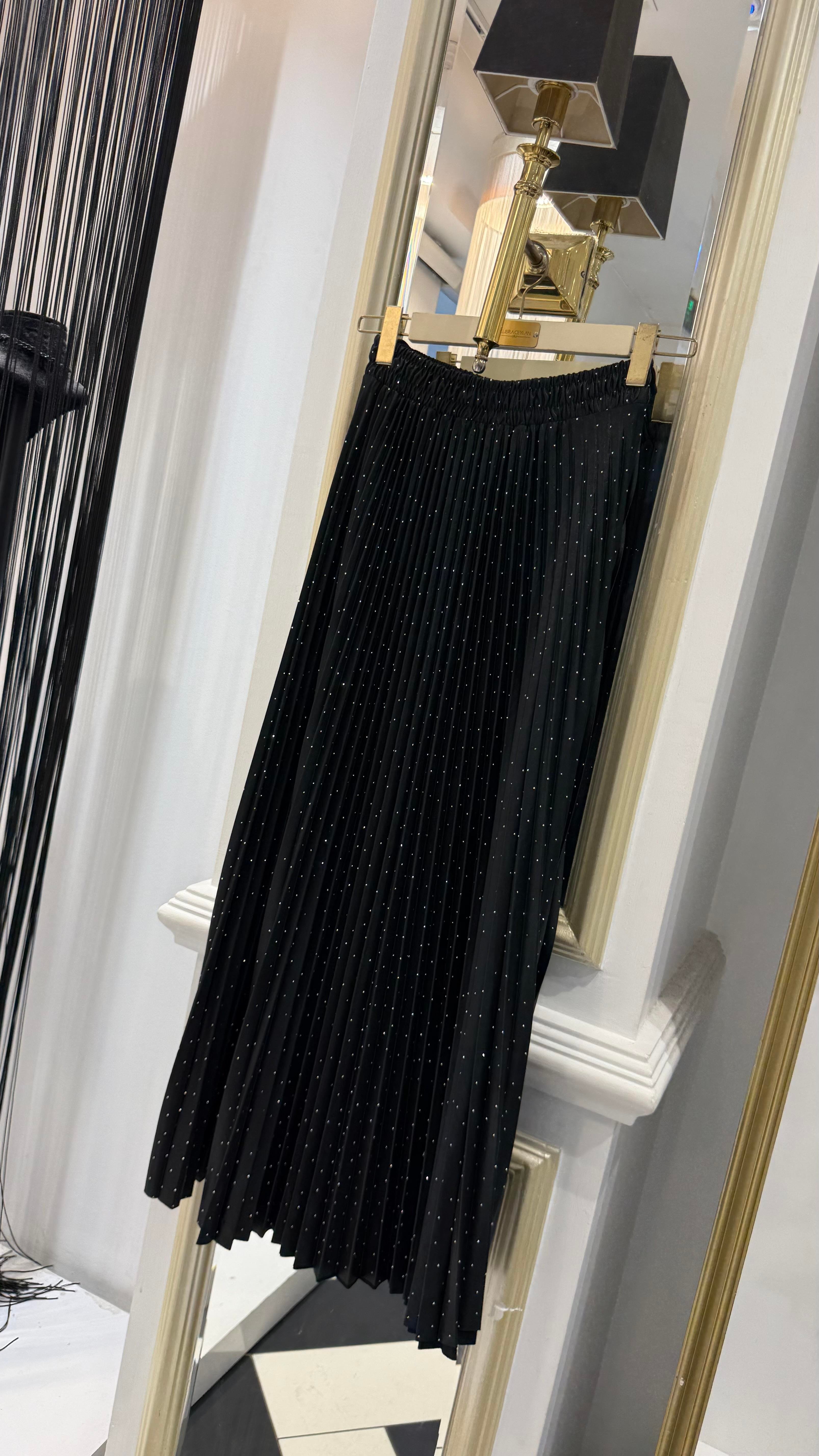 Işıltılı Pileli Etek