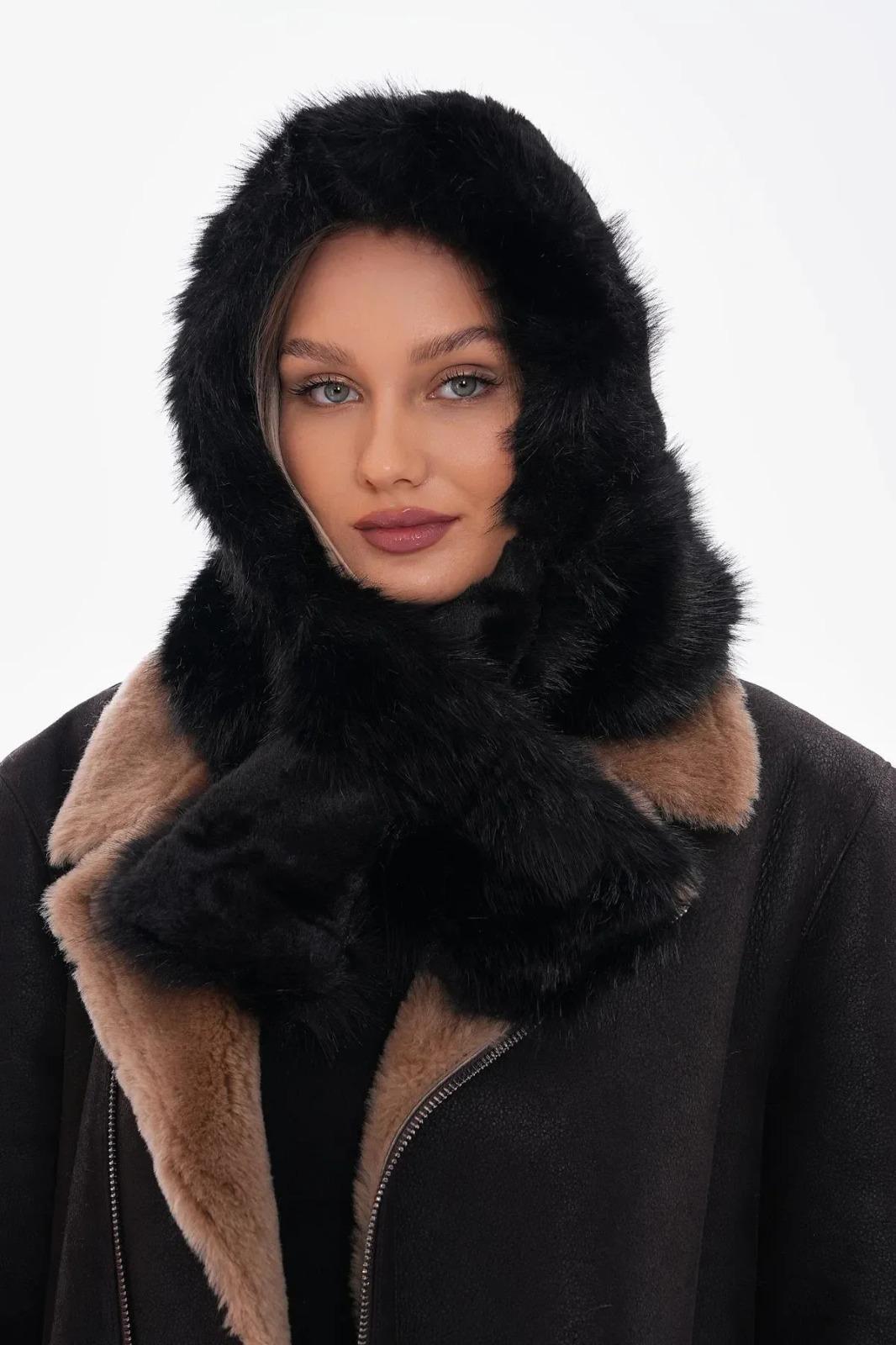 Kapüşonlu Kürk Boyunluk