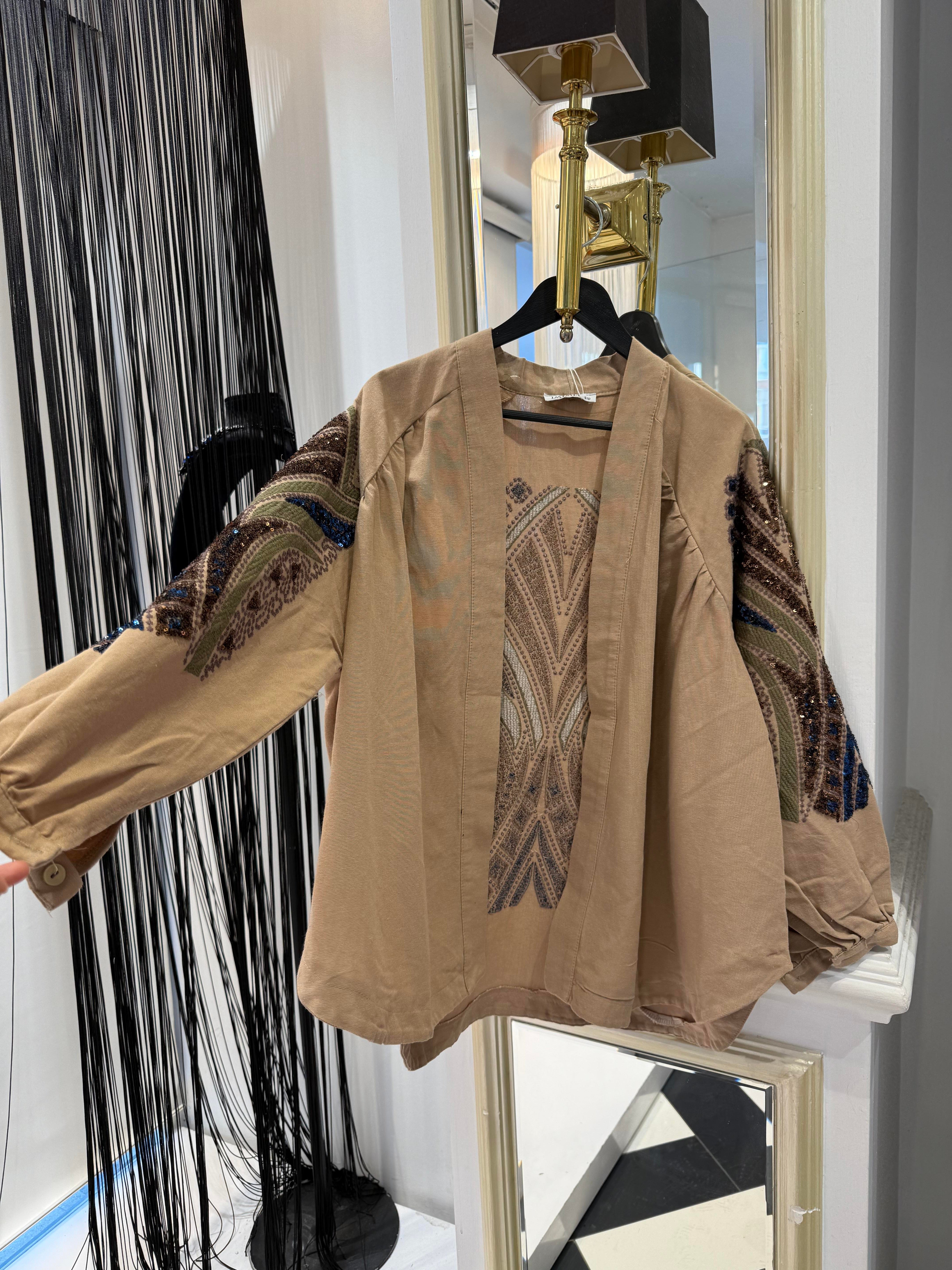 Keten Payetli Kimono