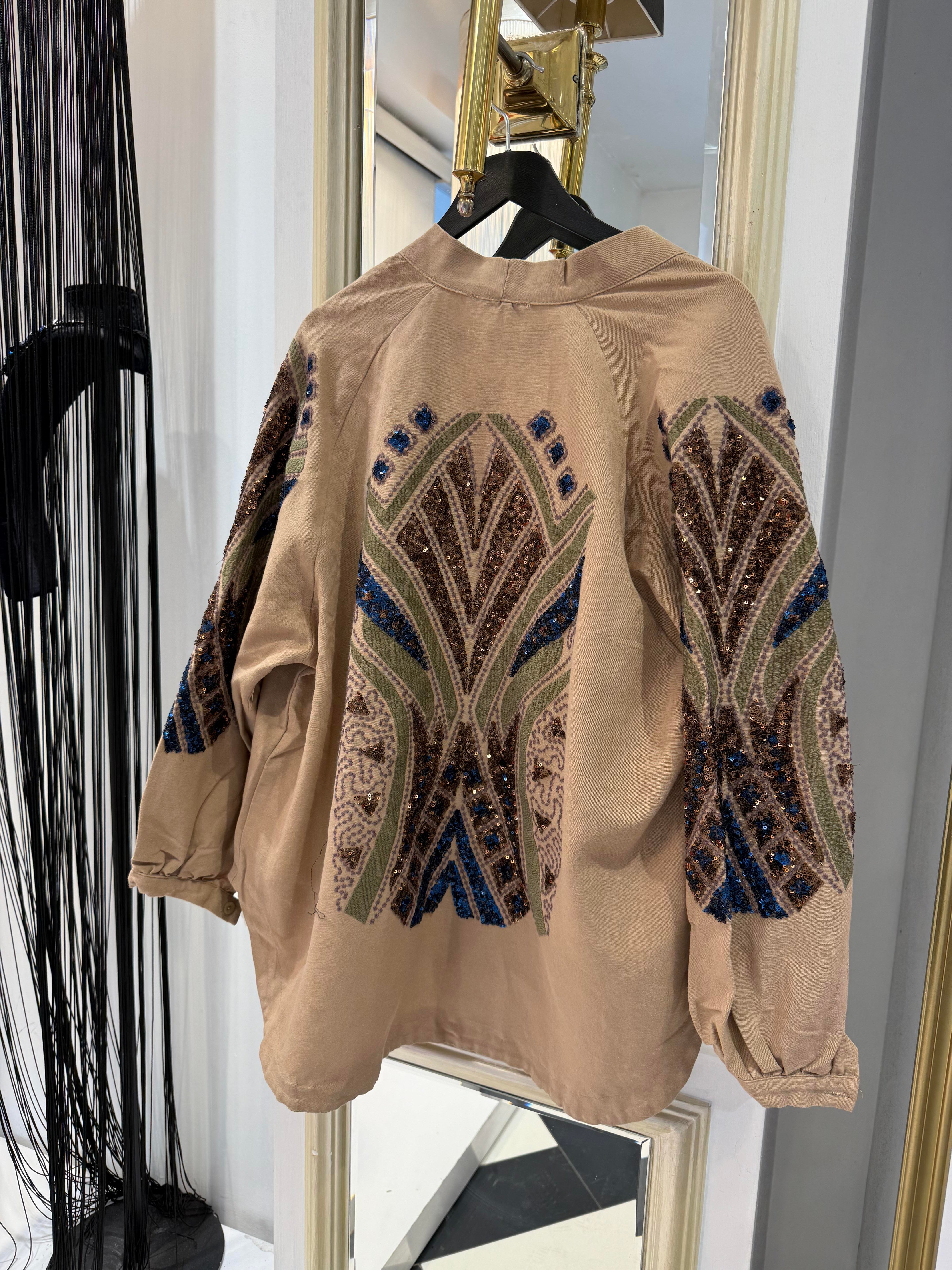 Keten Payetli Kimono