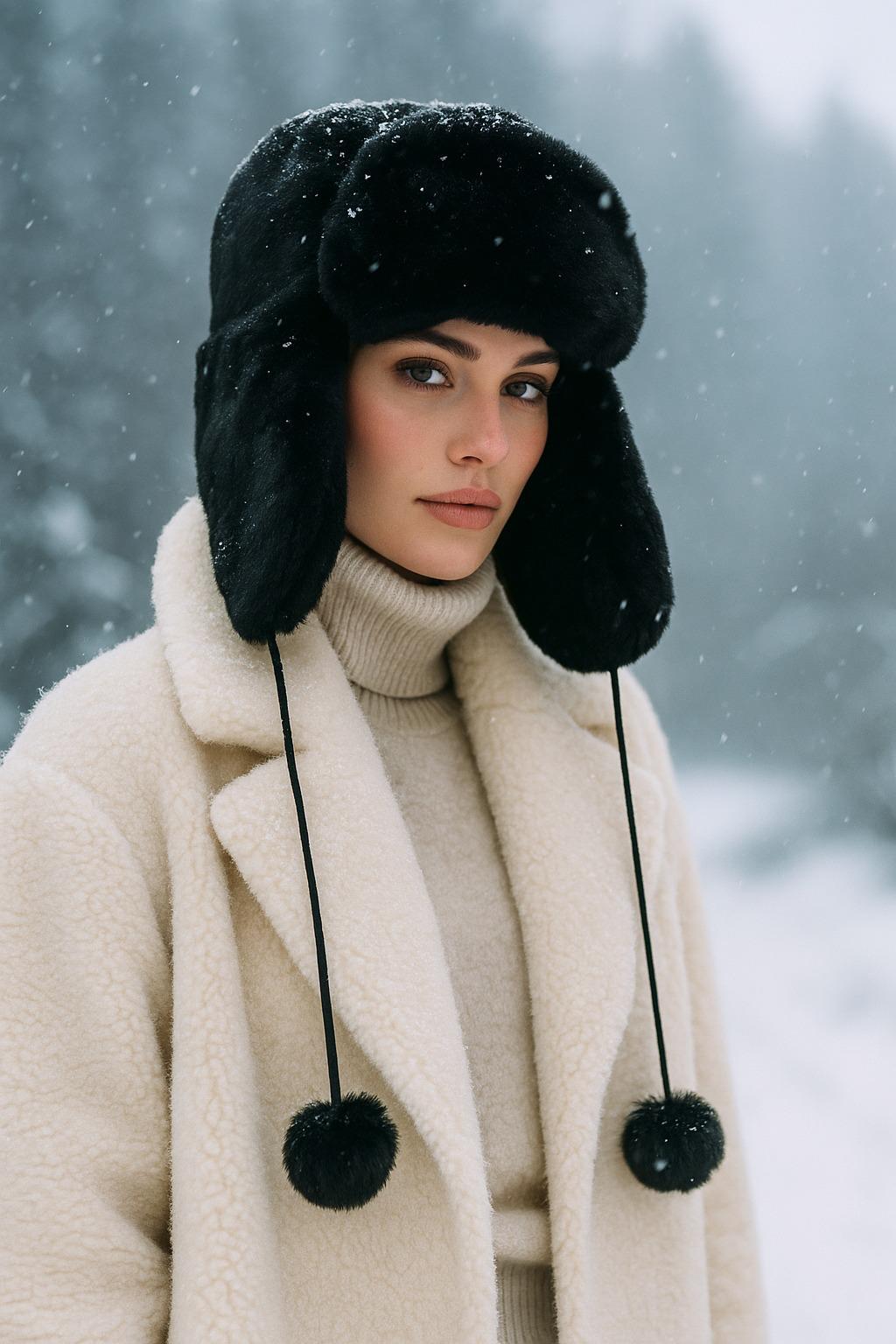 Kürklü Ponpon Bere