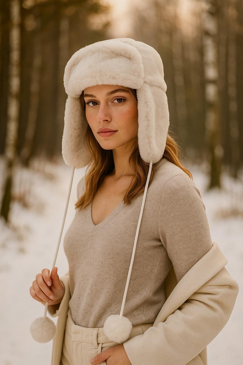 Kürklü Ponpon Bere