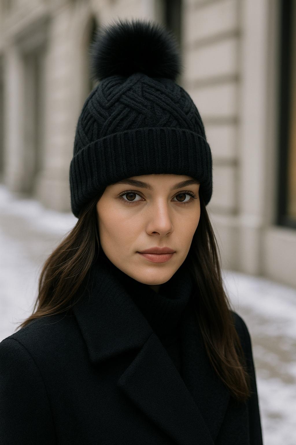 Ponponlu Örgü Desen Bere