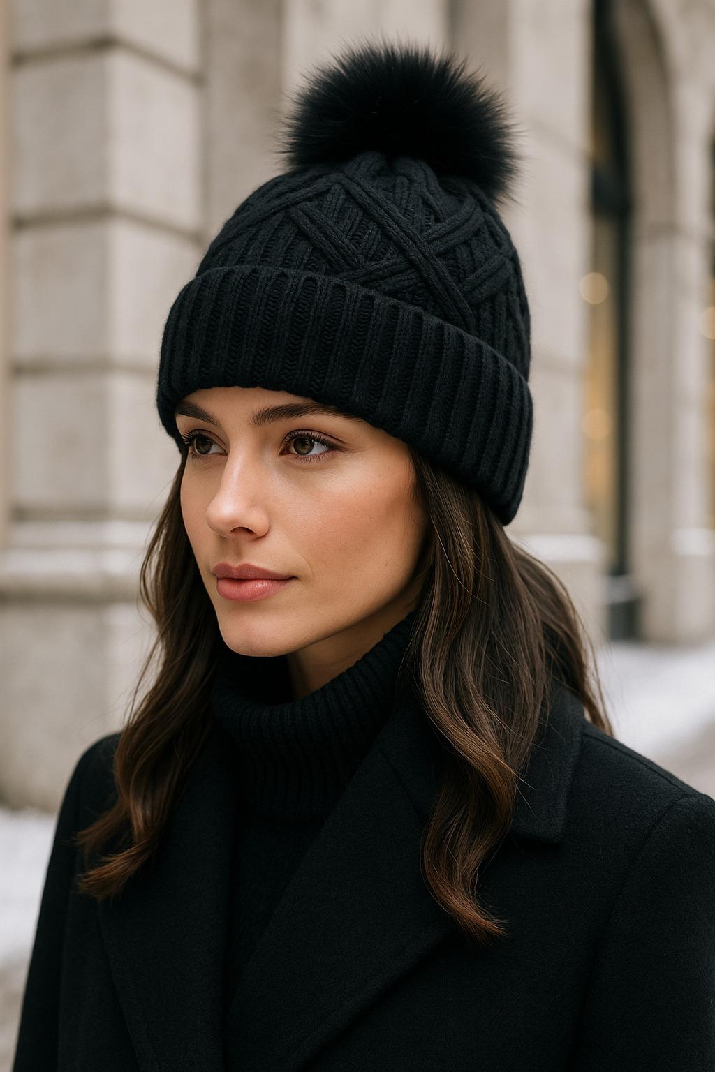 Ponponlu Örgü Desen Bere