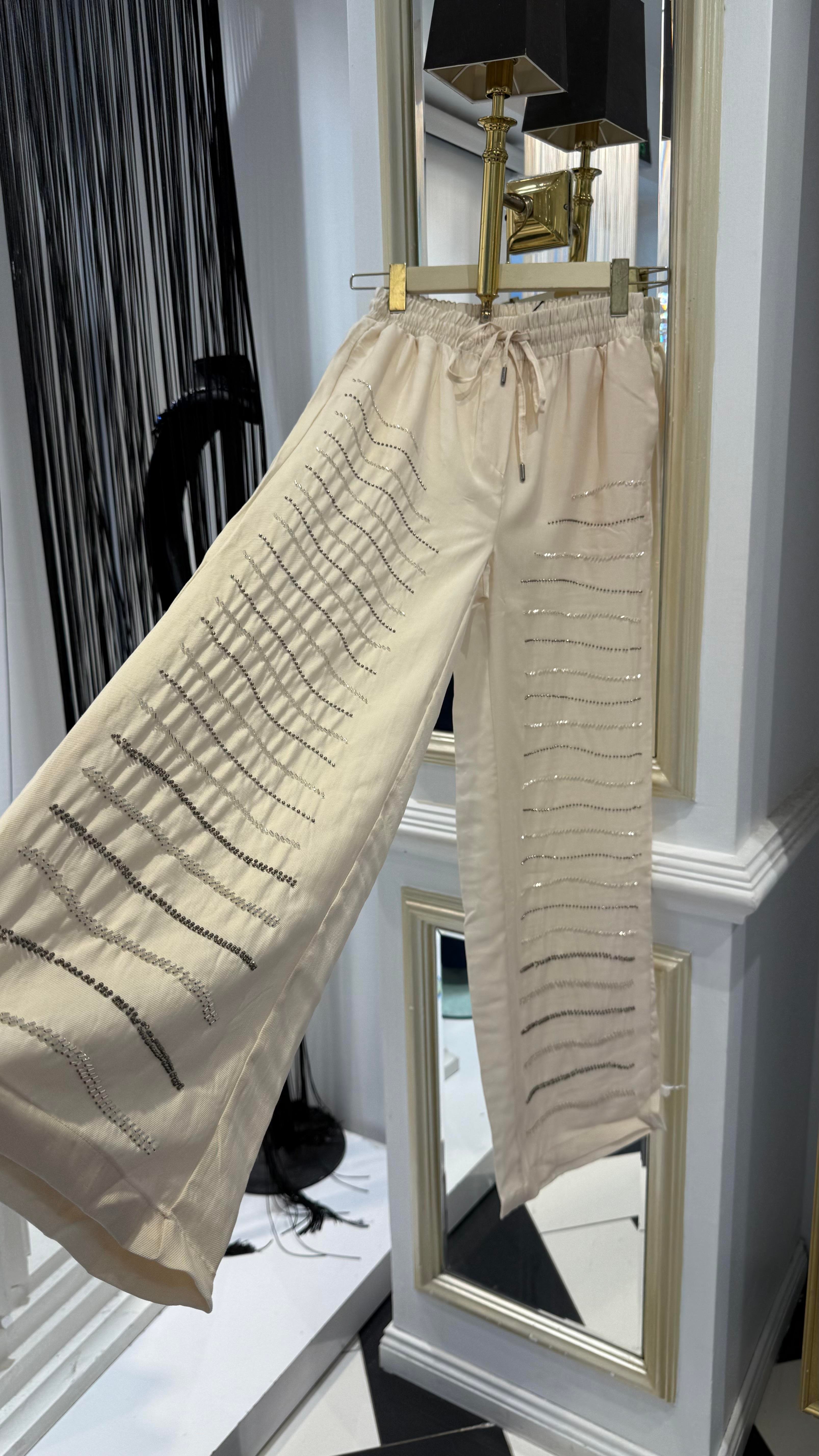 Şerit Taşlı Pantolon