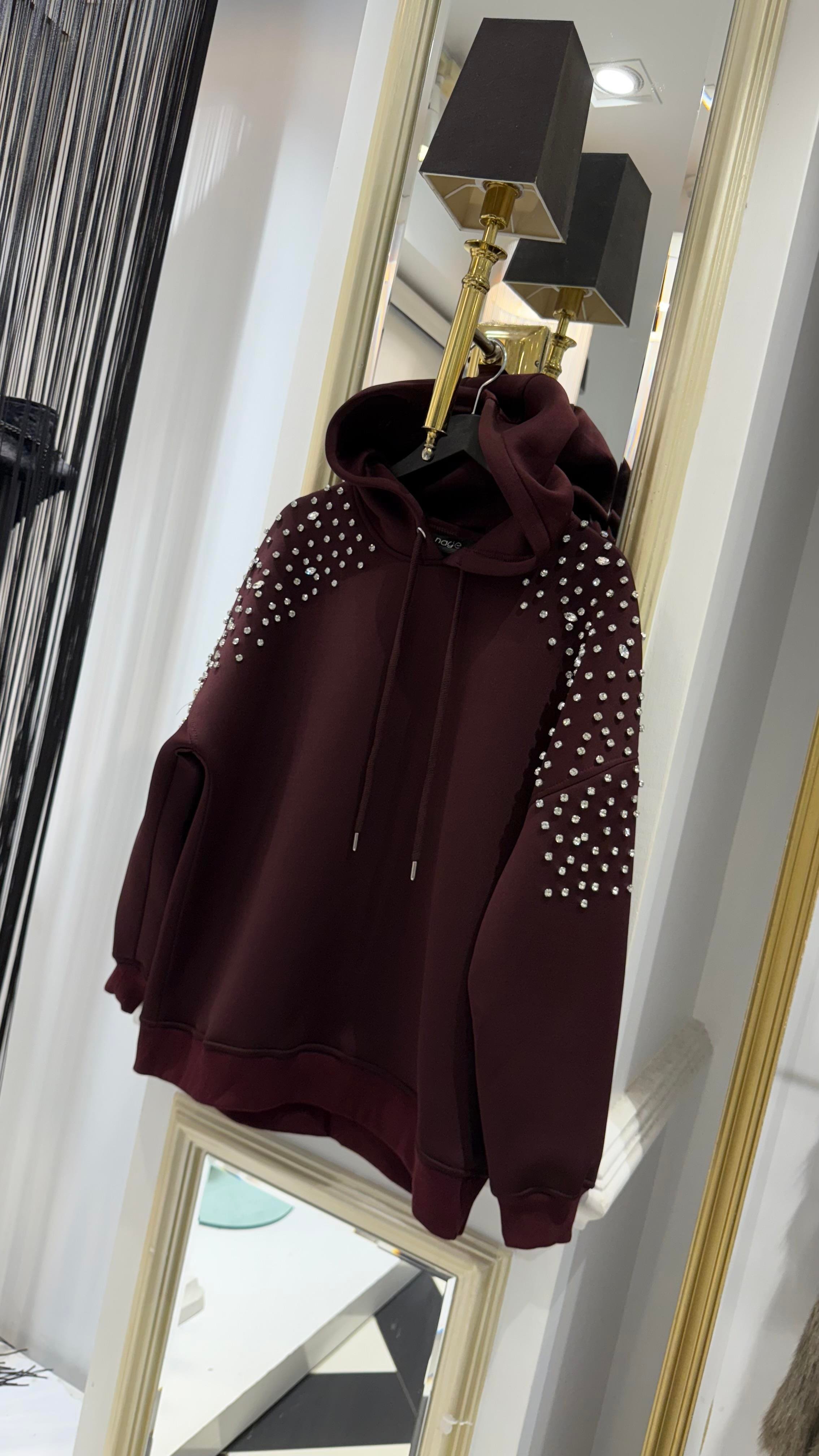 Taşlı Kapüşonlu Sweat