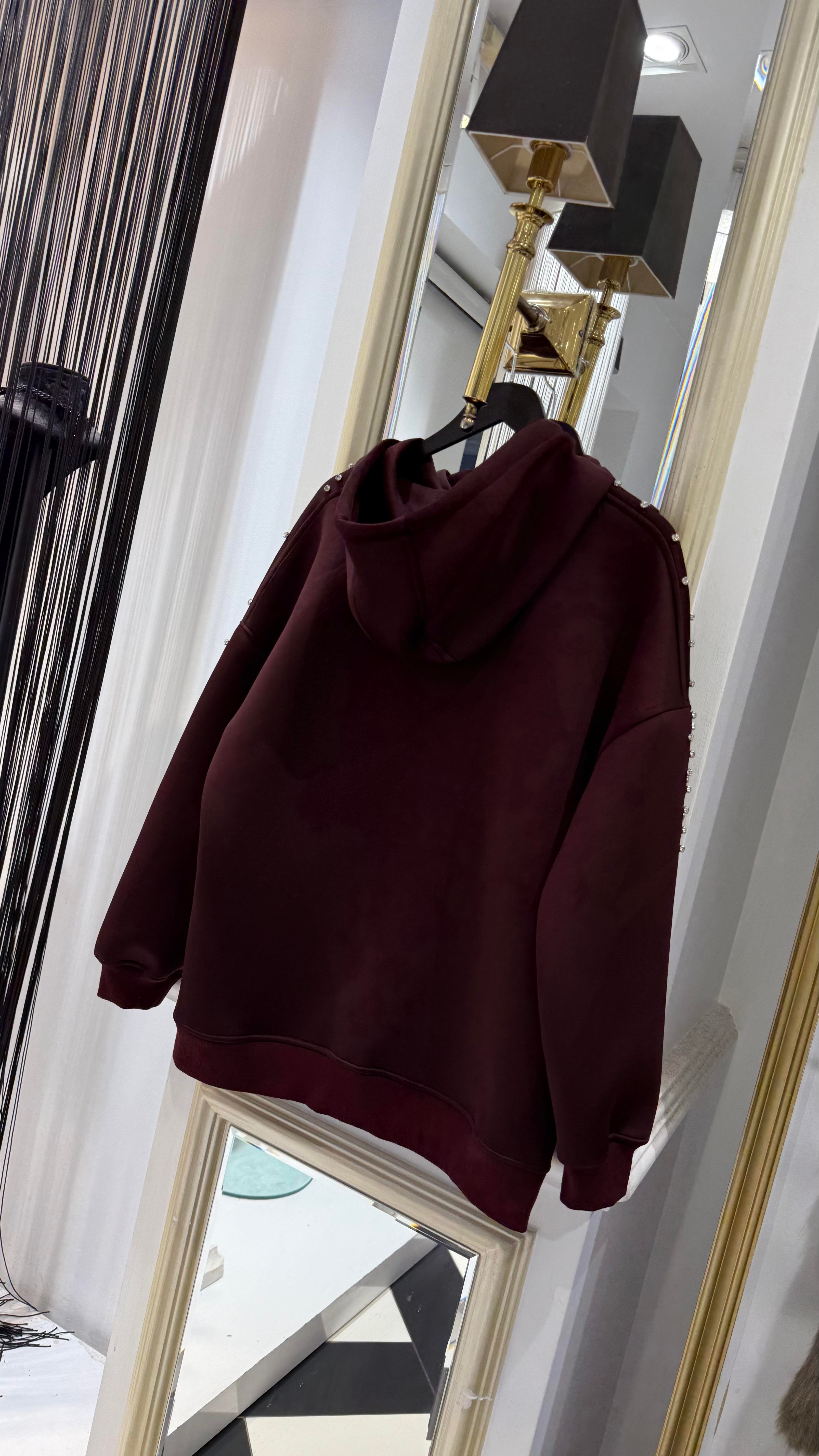 Taşlı Kapüşonlu Sweat