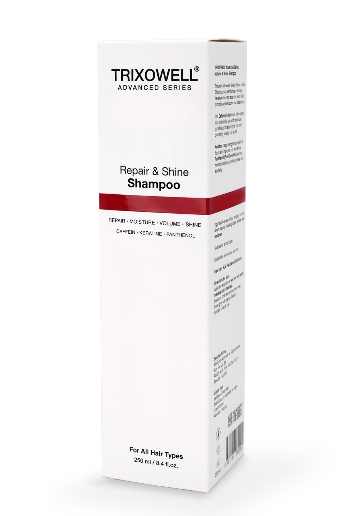 Trixowell Advanced Series Repair & Shine Shampoo Kafein, Keratin ve Panthenol İçeren Onarıcı, Nemlendirici ve Hacim Veren Şampuan 250 ml