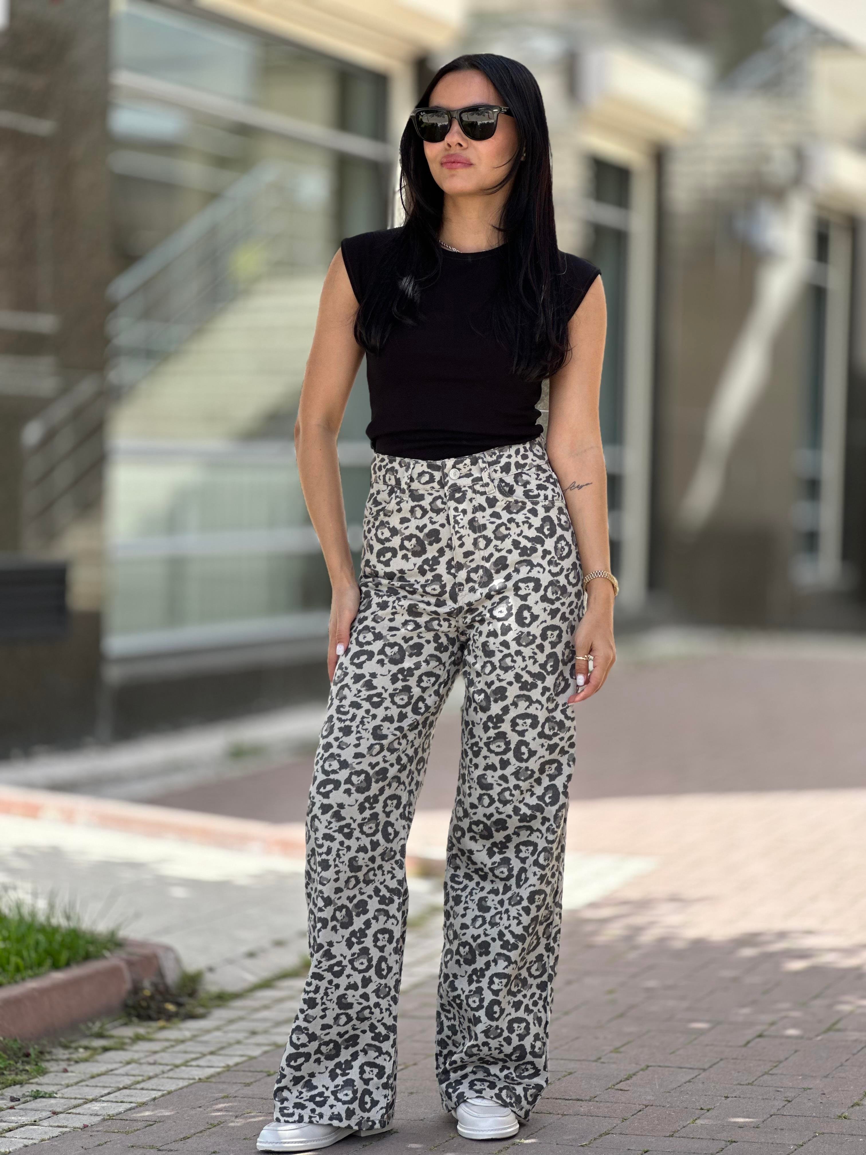 0090 PALAZZO LEOPAR PANTOLON