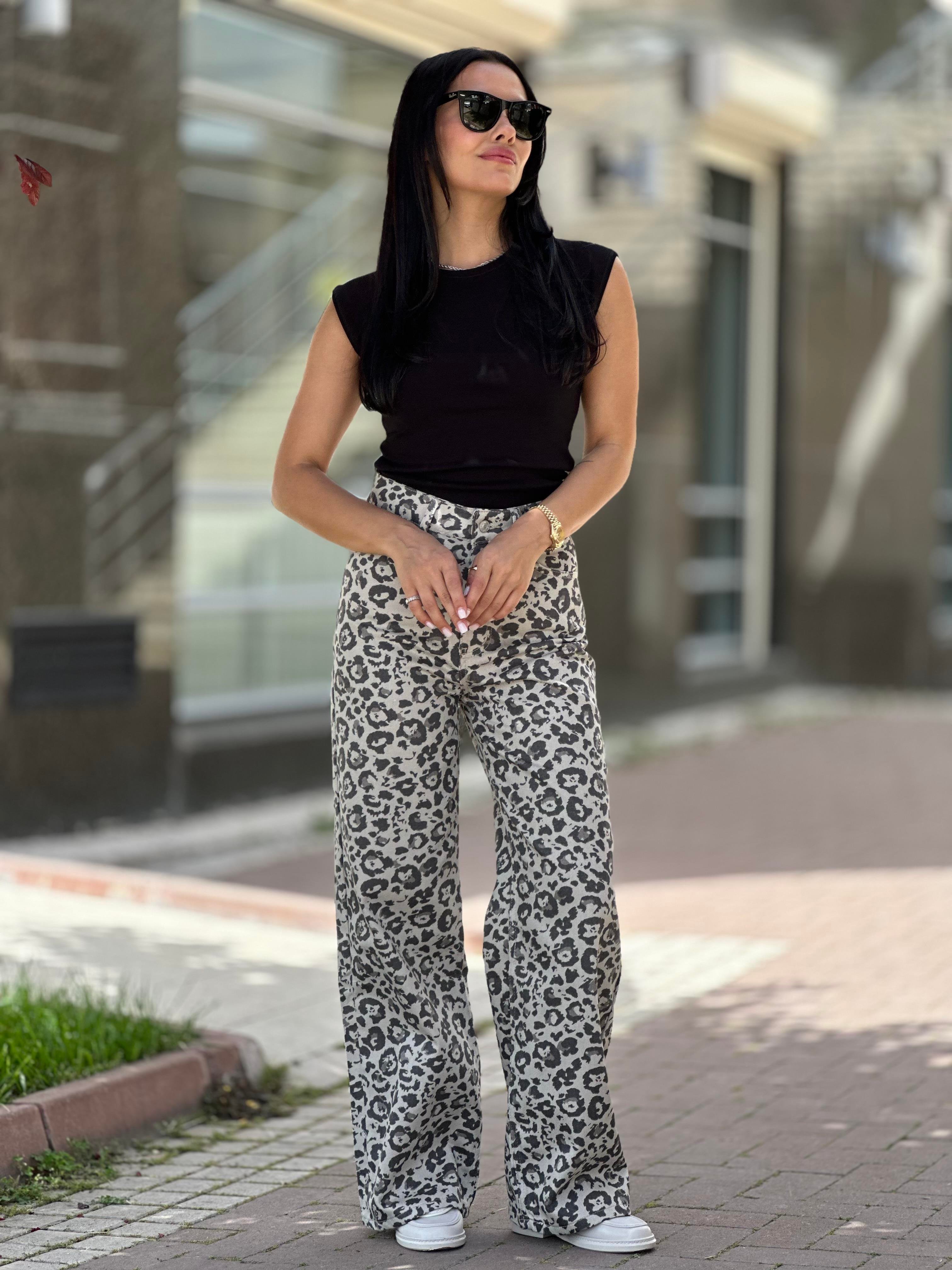 0090 PALAZZO LEOPAR PANTOLON