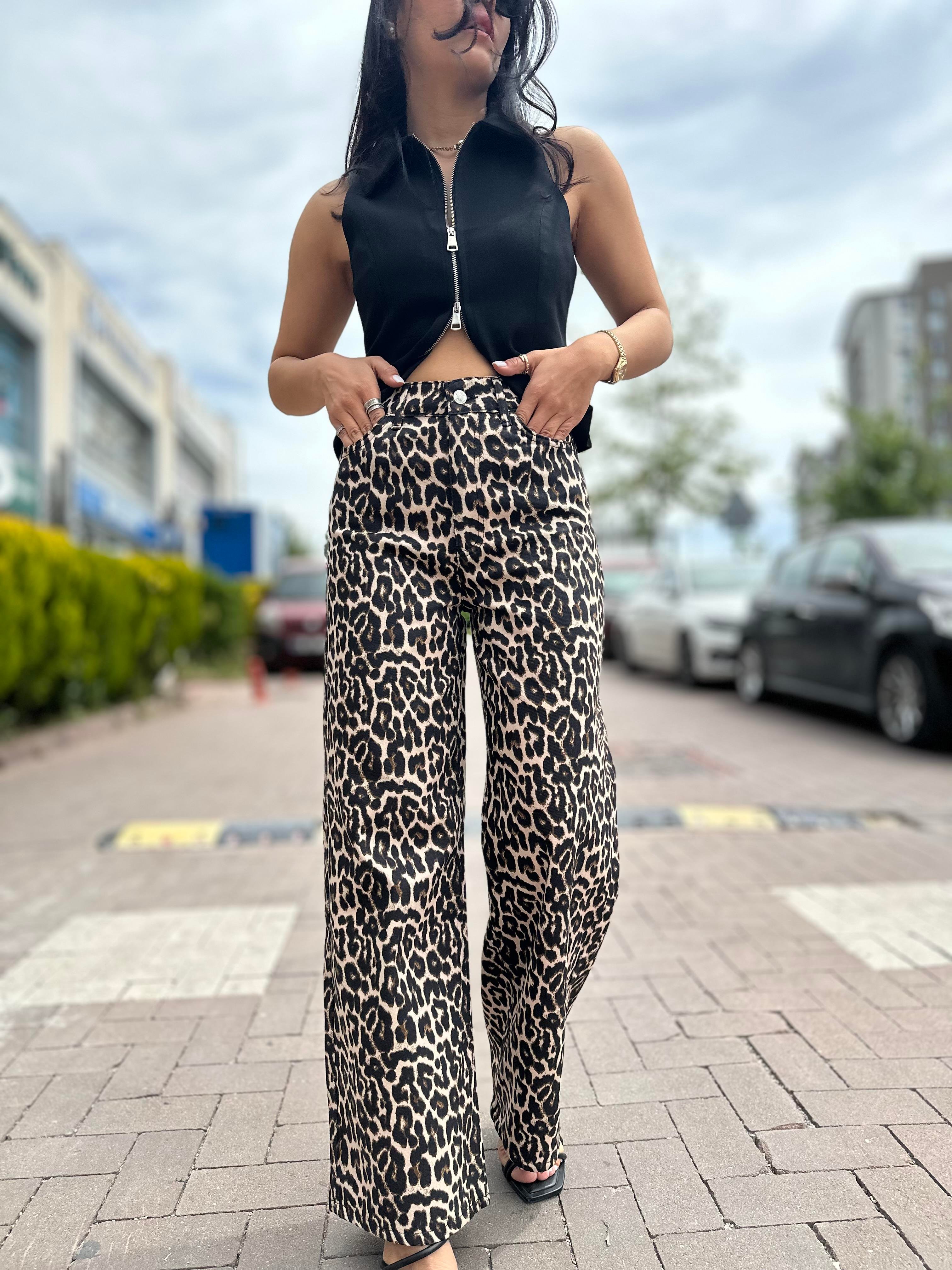 0090 PALAZZO LEOPAR PANTOLON