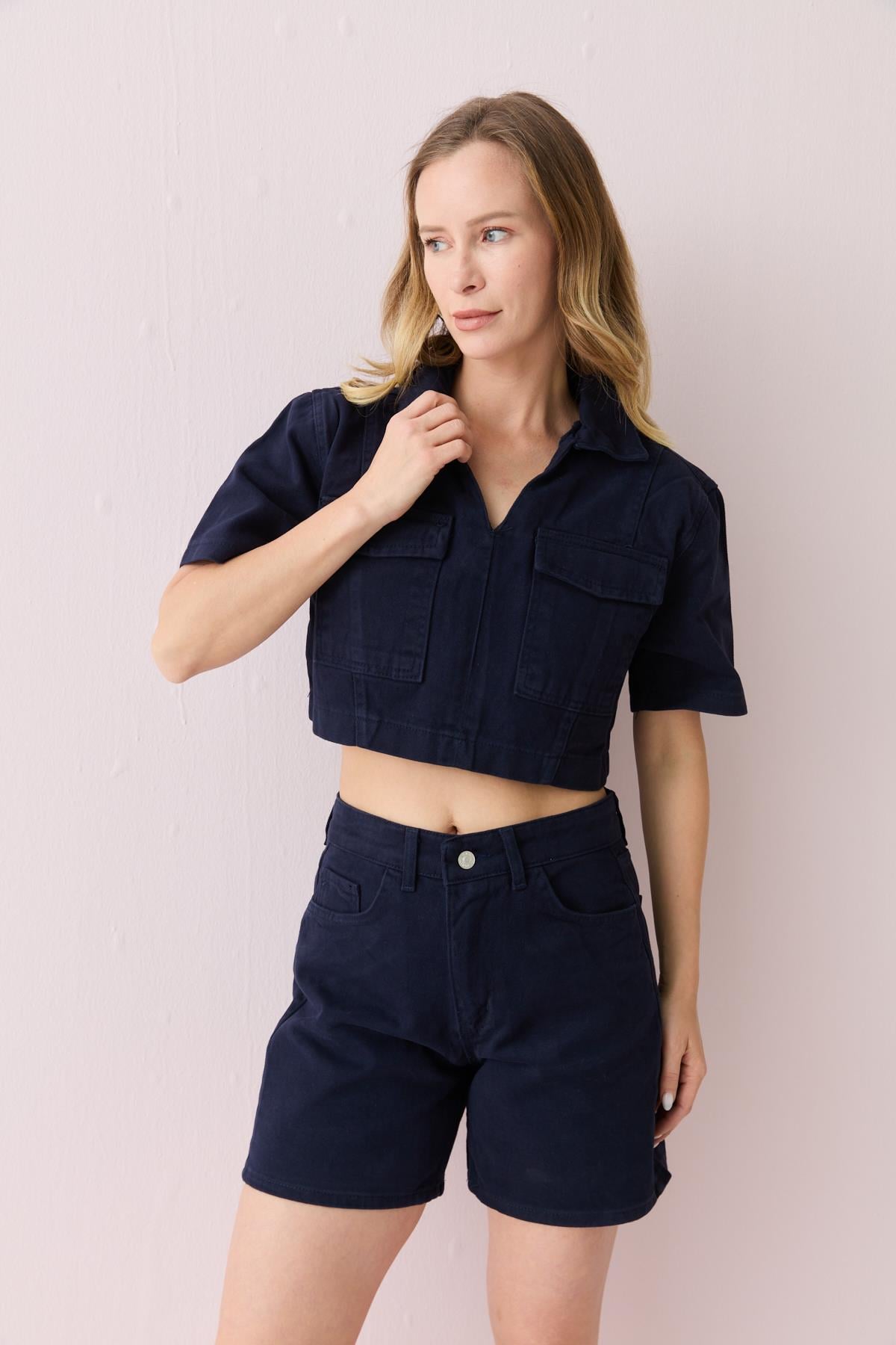 0105 DENIM SORT BLUZ TAKIM