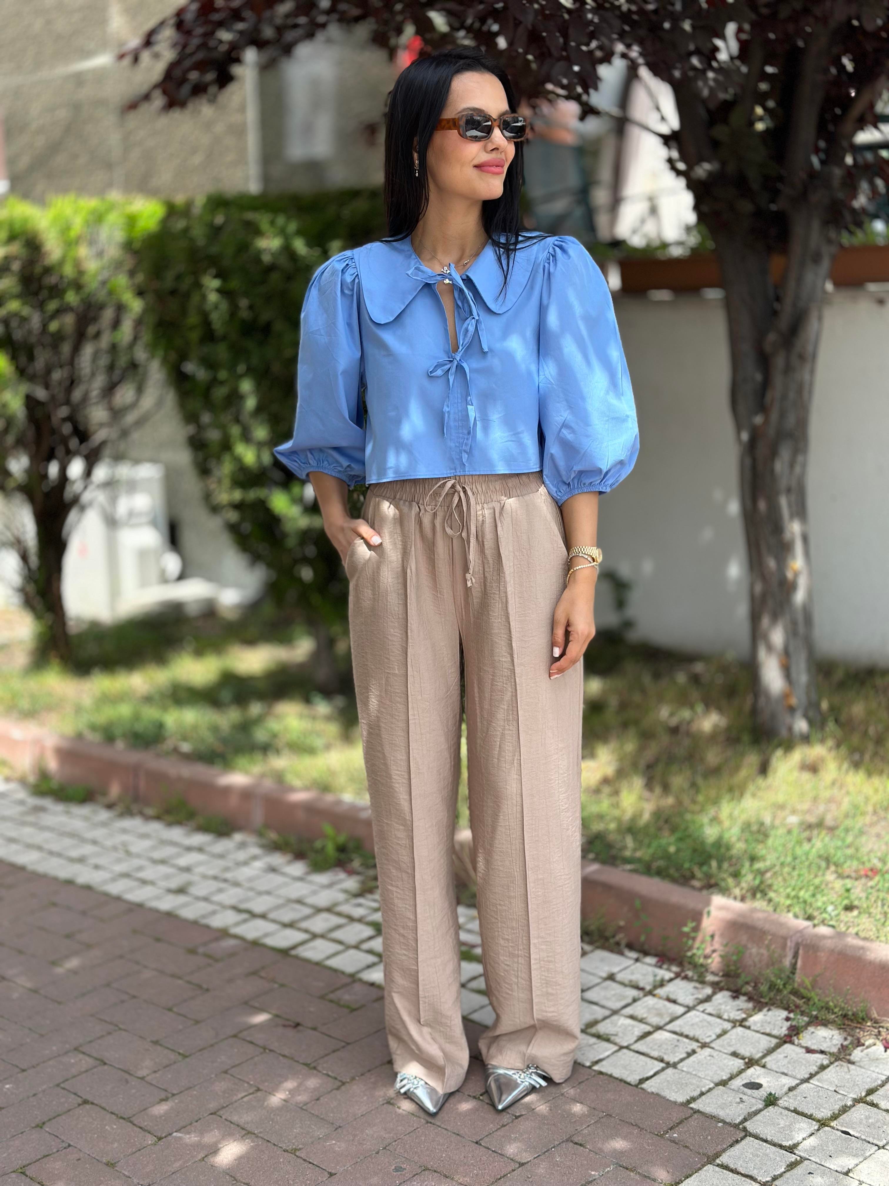 0107 BEBE YAKA CIFT BAGLAMALI GOMLEK