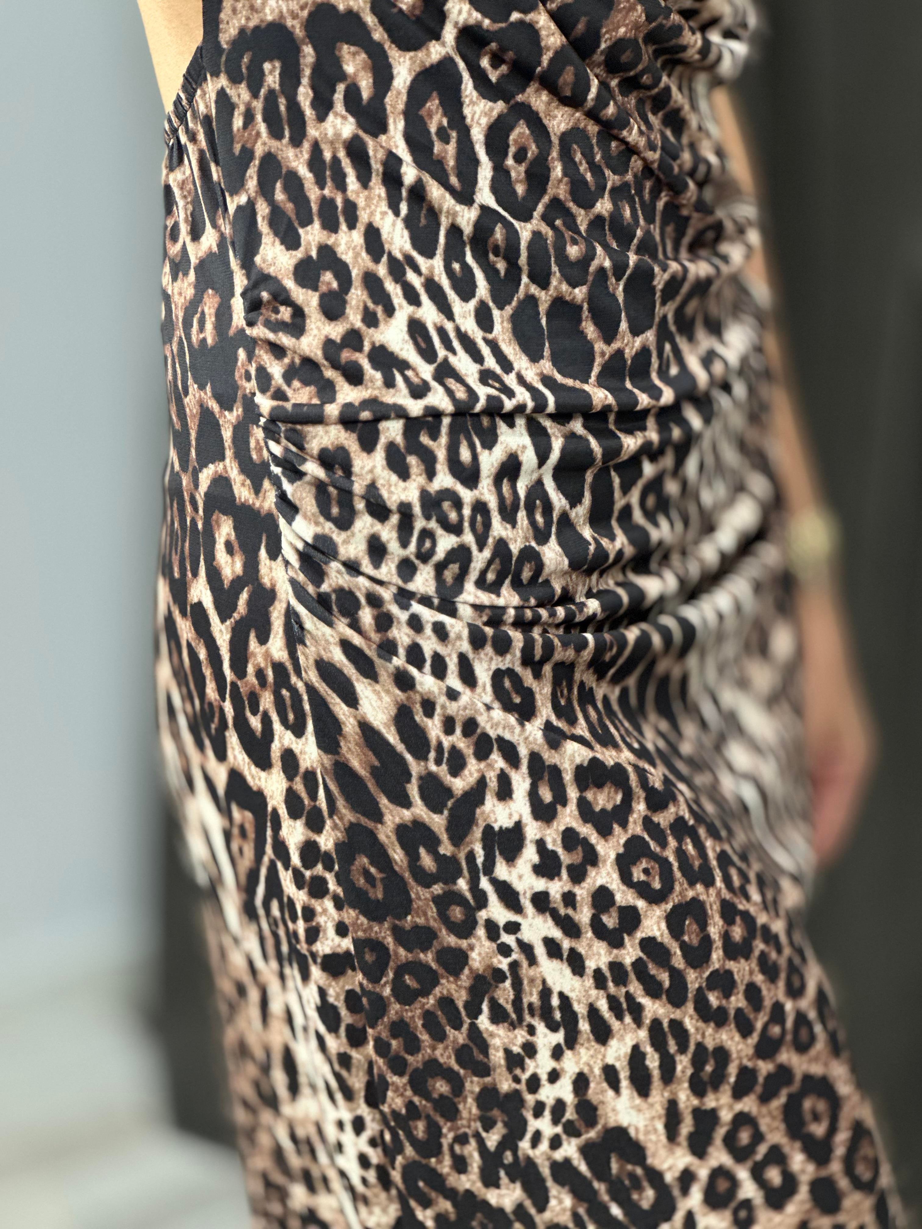 0189 LEOPAR ASKILI ELBISE