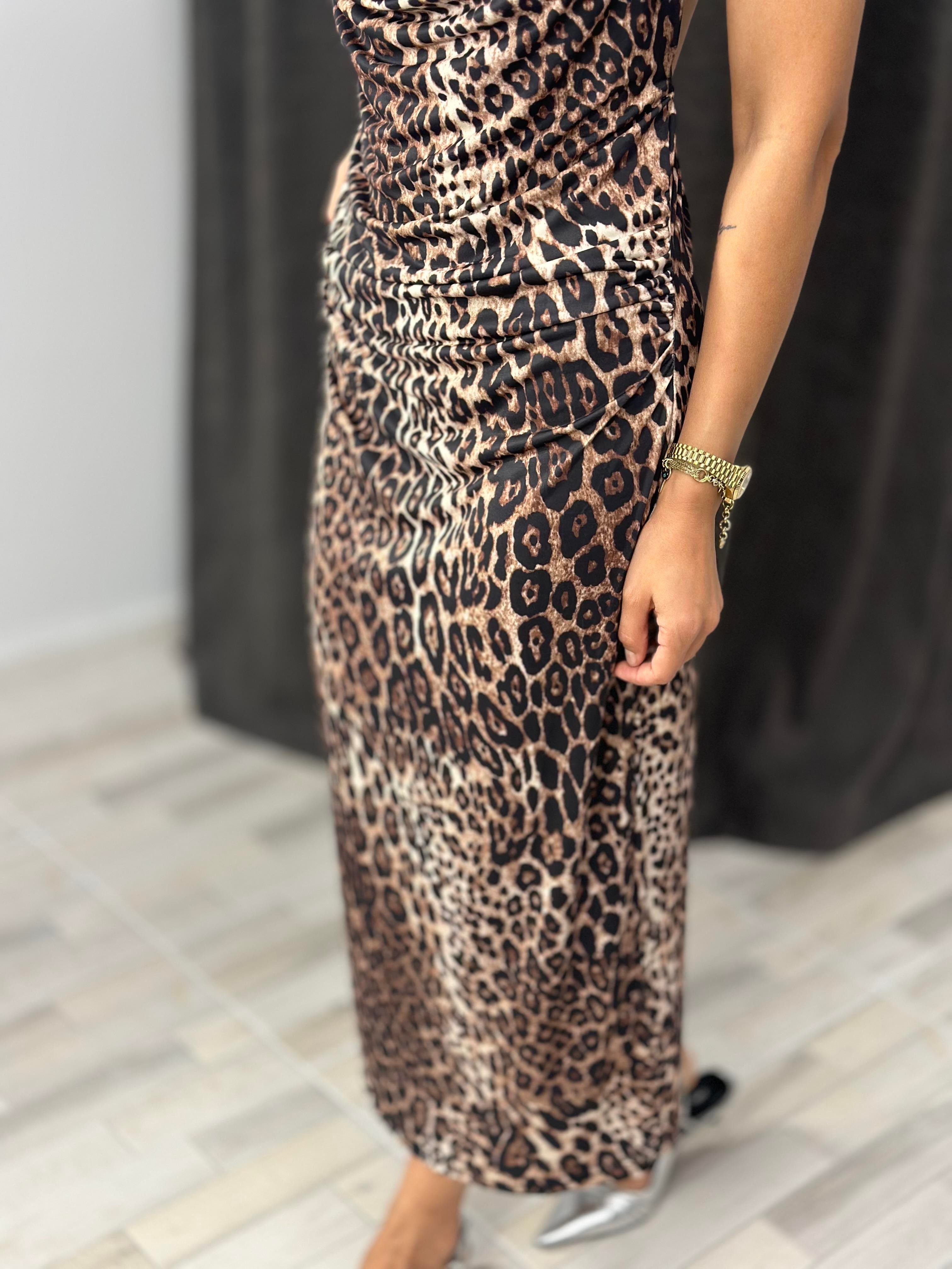 0189 LEOPAR ASKILI ELBISE