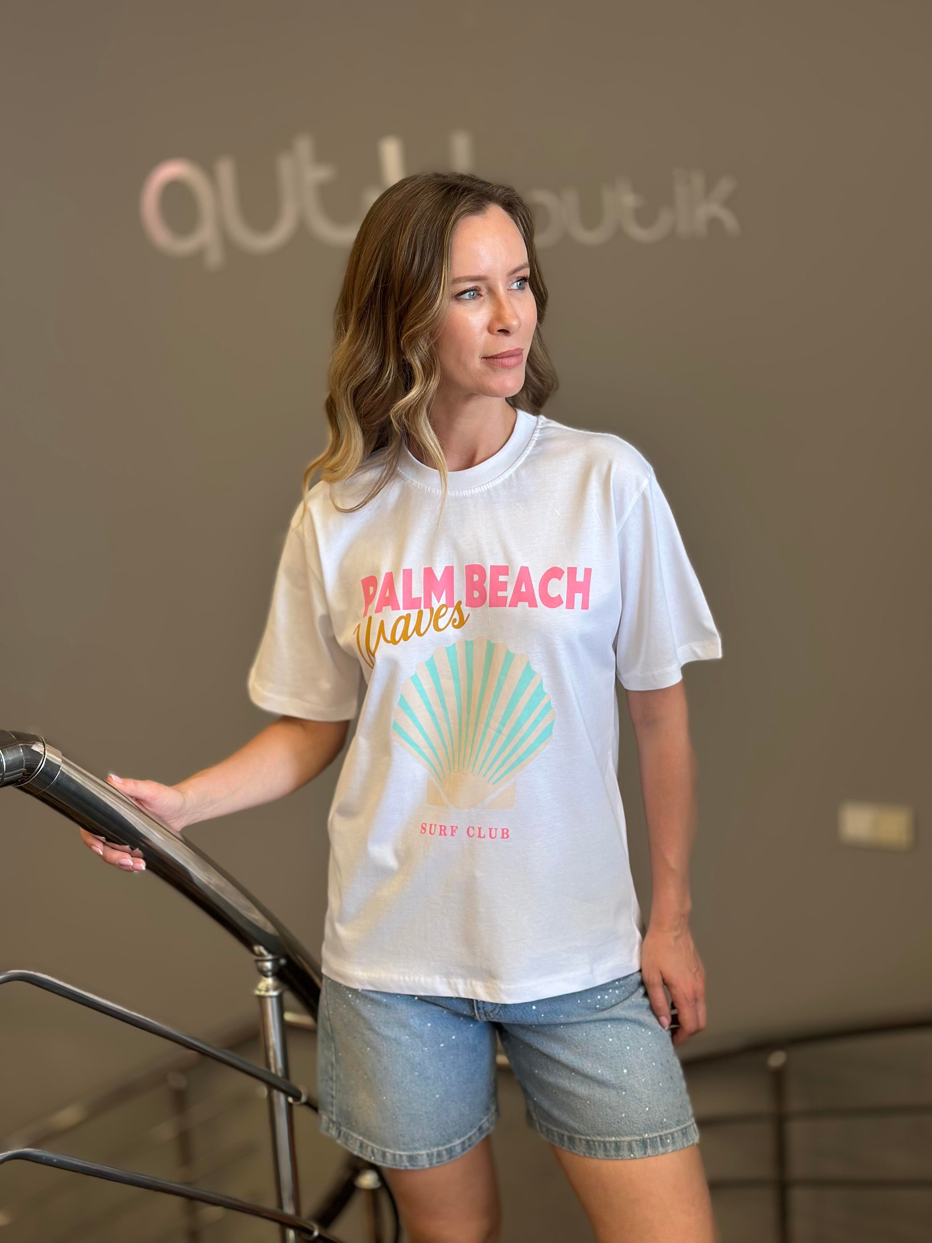 0246111 PALM BEACH YAZILI TSHIRT