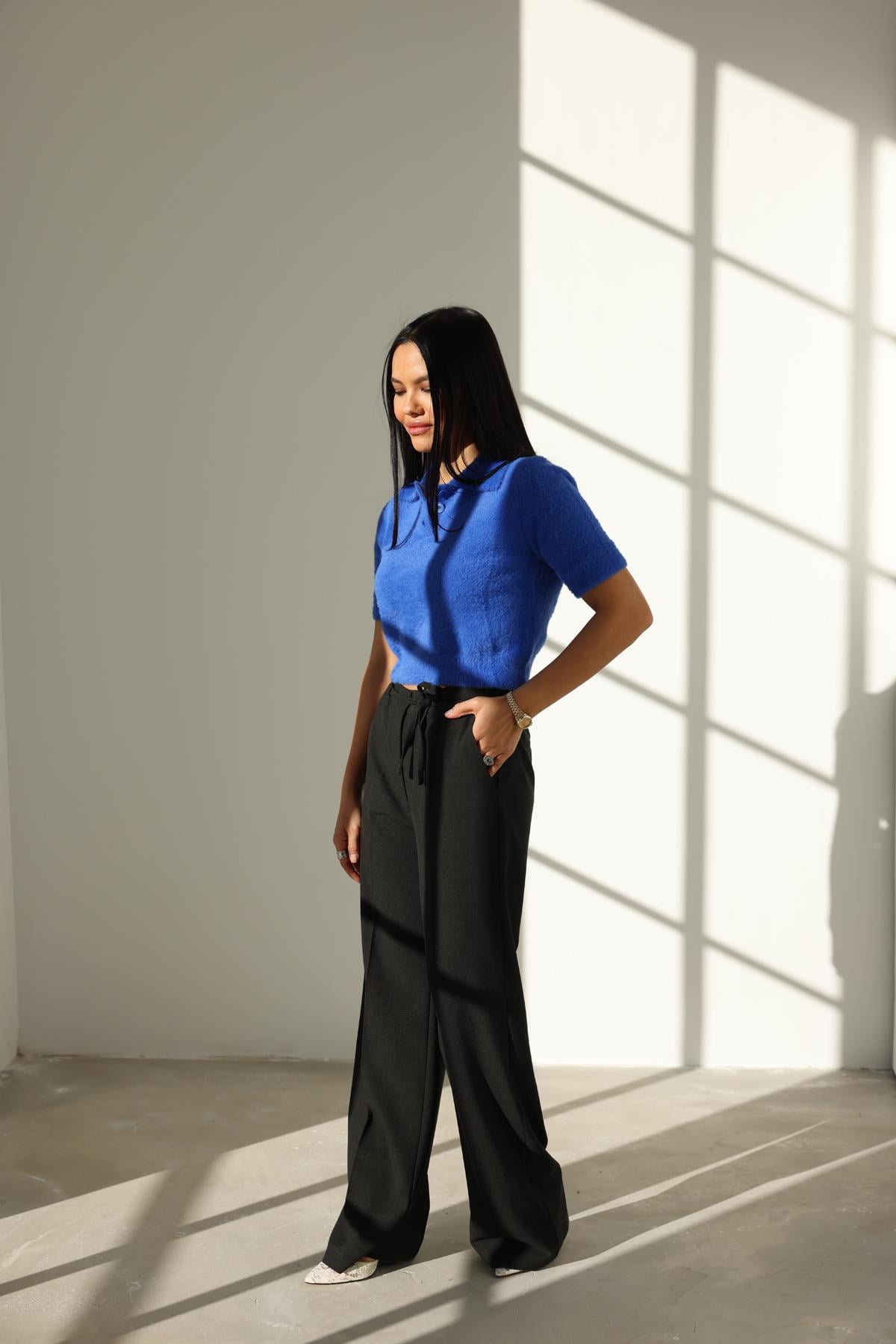 10475 POLO YAKA DUGMELI CROP KAZAK