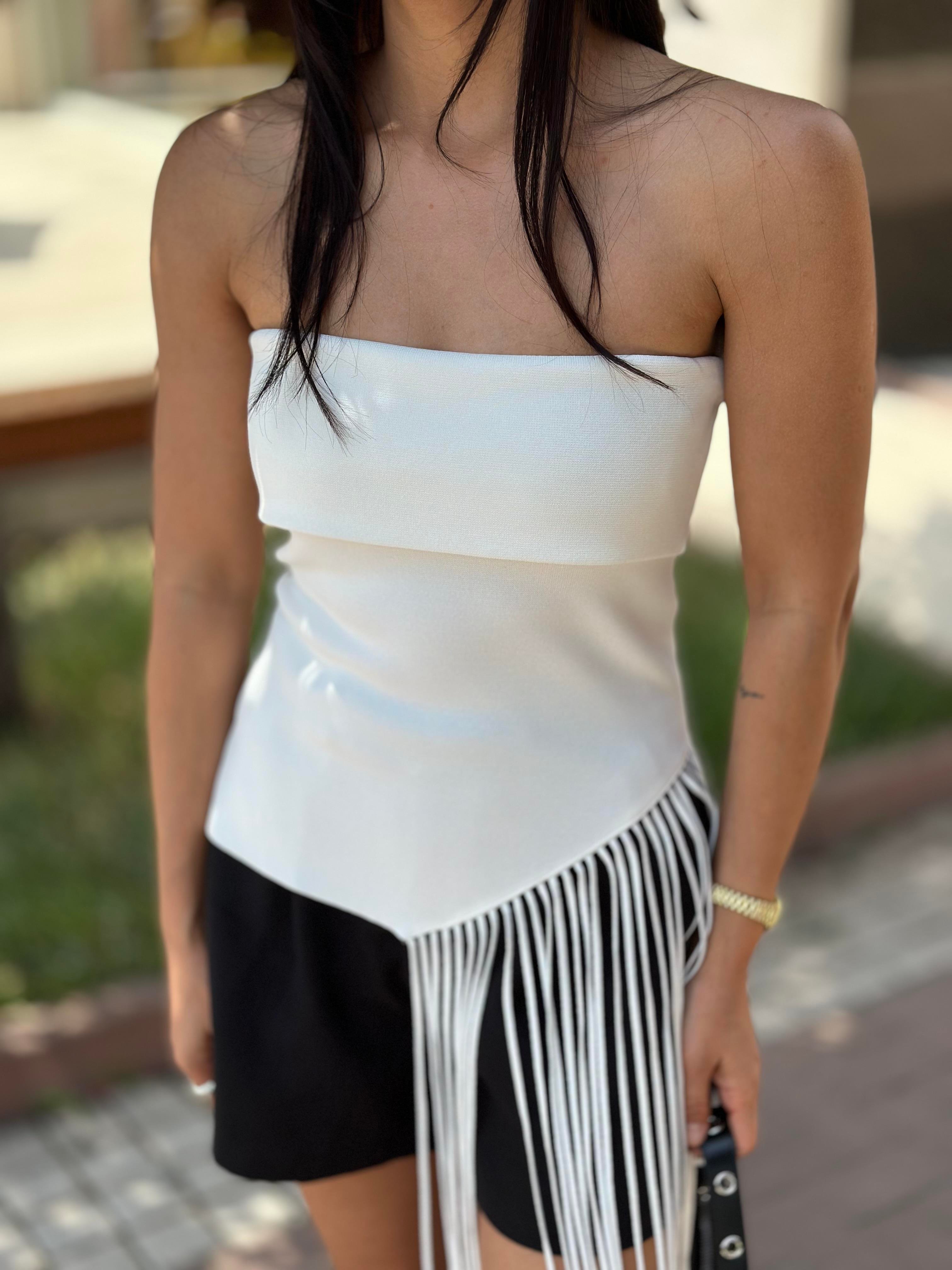 10586 STRAPLEZ VEREV PUSKULLU TRIKO TOP