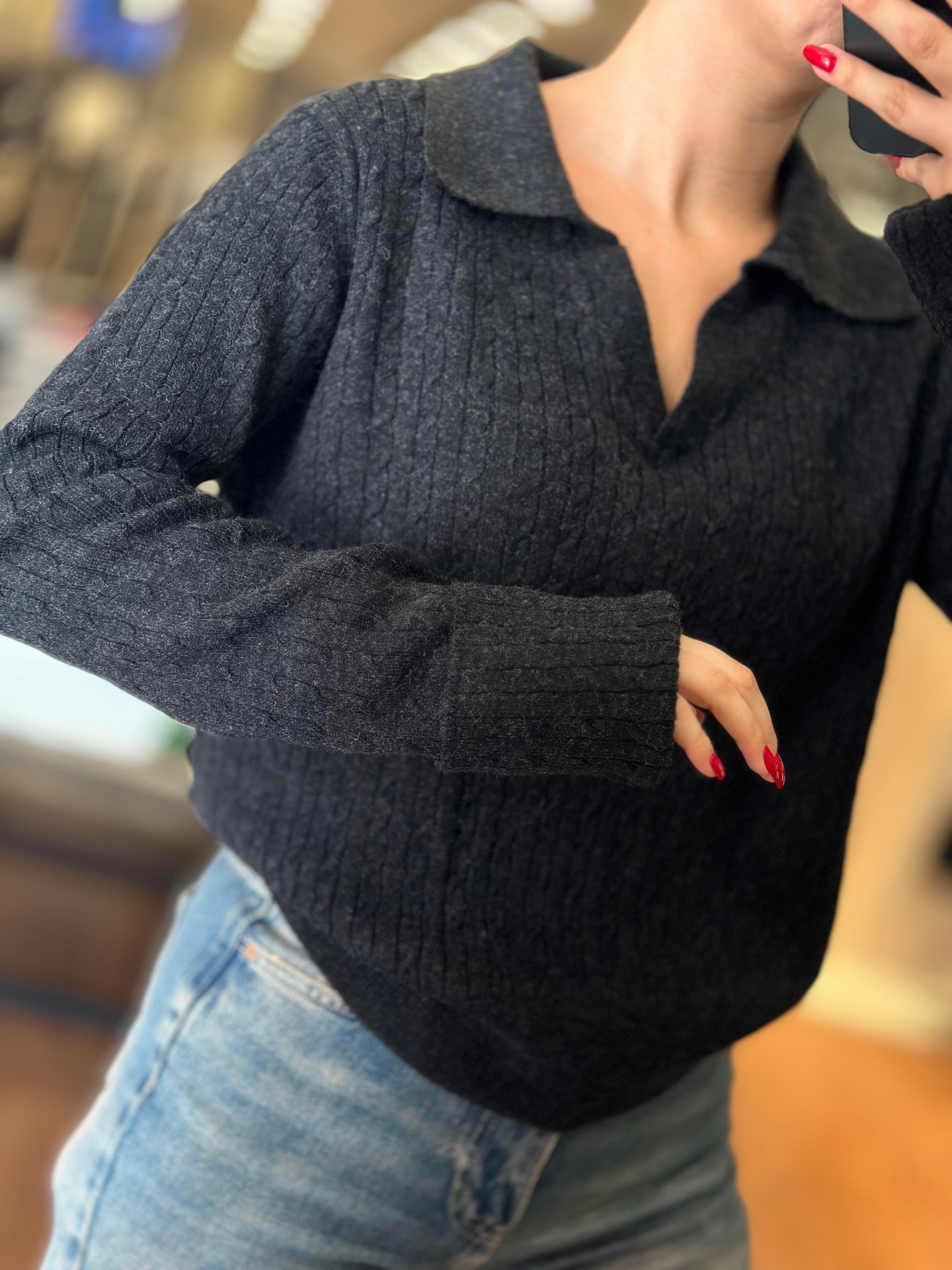 10638 POLO YAKA SAC ORGU TRIKO KAZAK