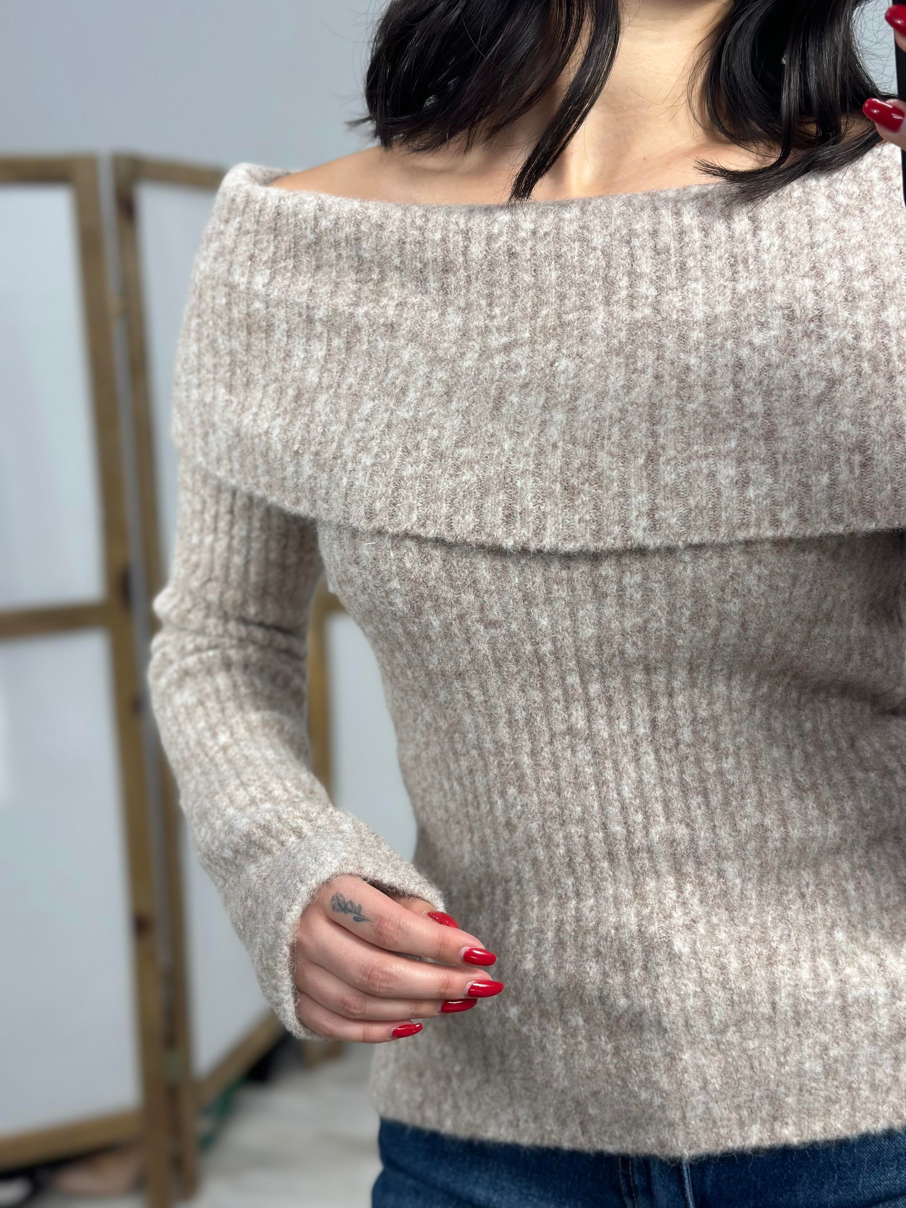 10649 BARDOT YAKA FITILLI TRIKO KAZAK