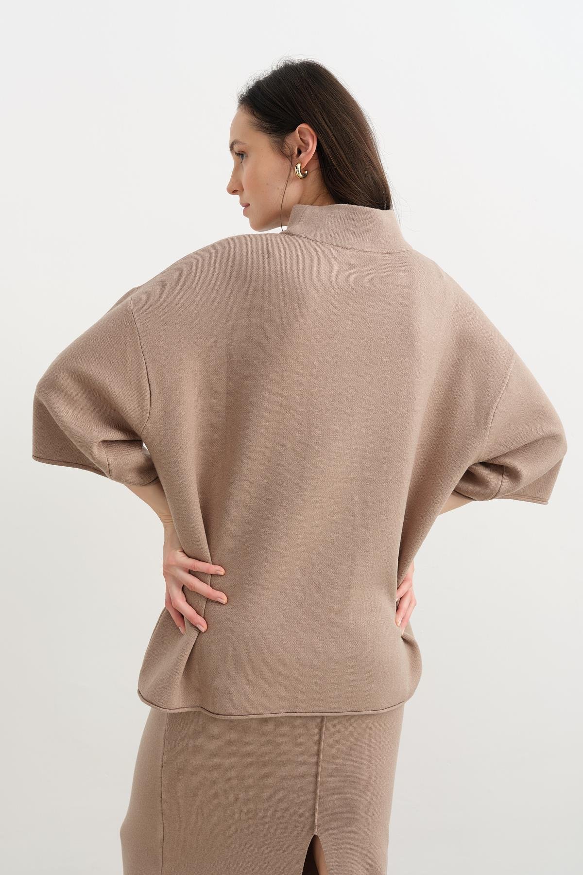 10665 DIK YAKA OVERSIZE TRIKO KAZAK