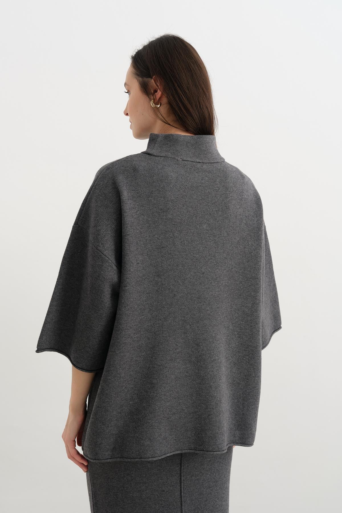 10665 DIK YAKA OVERSIZE TRIKO KAZAK