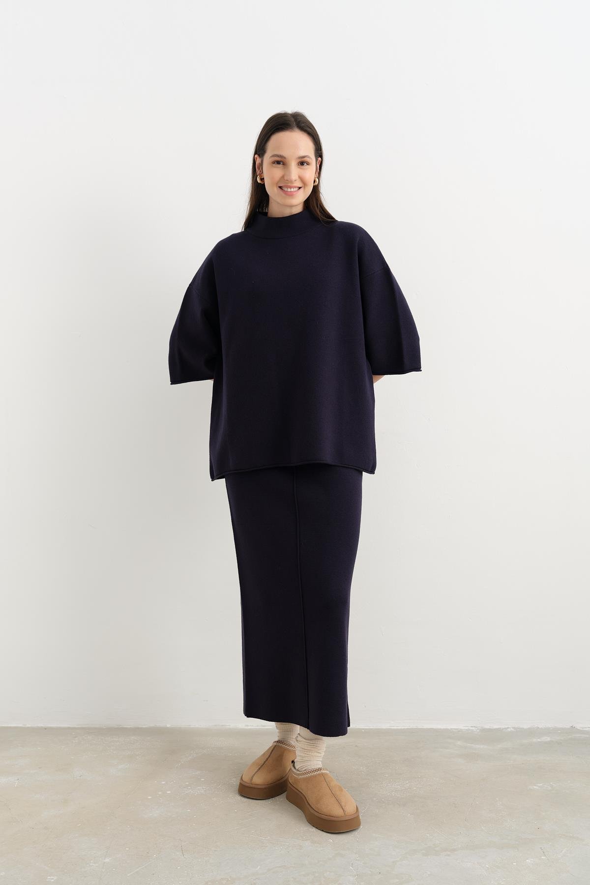 10665 DIK YAKA OVERSIZE TRIKO KAZAK