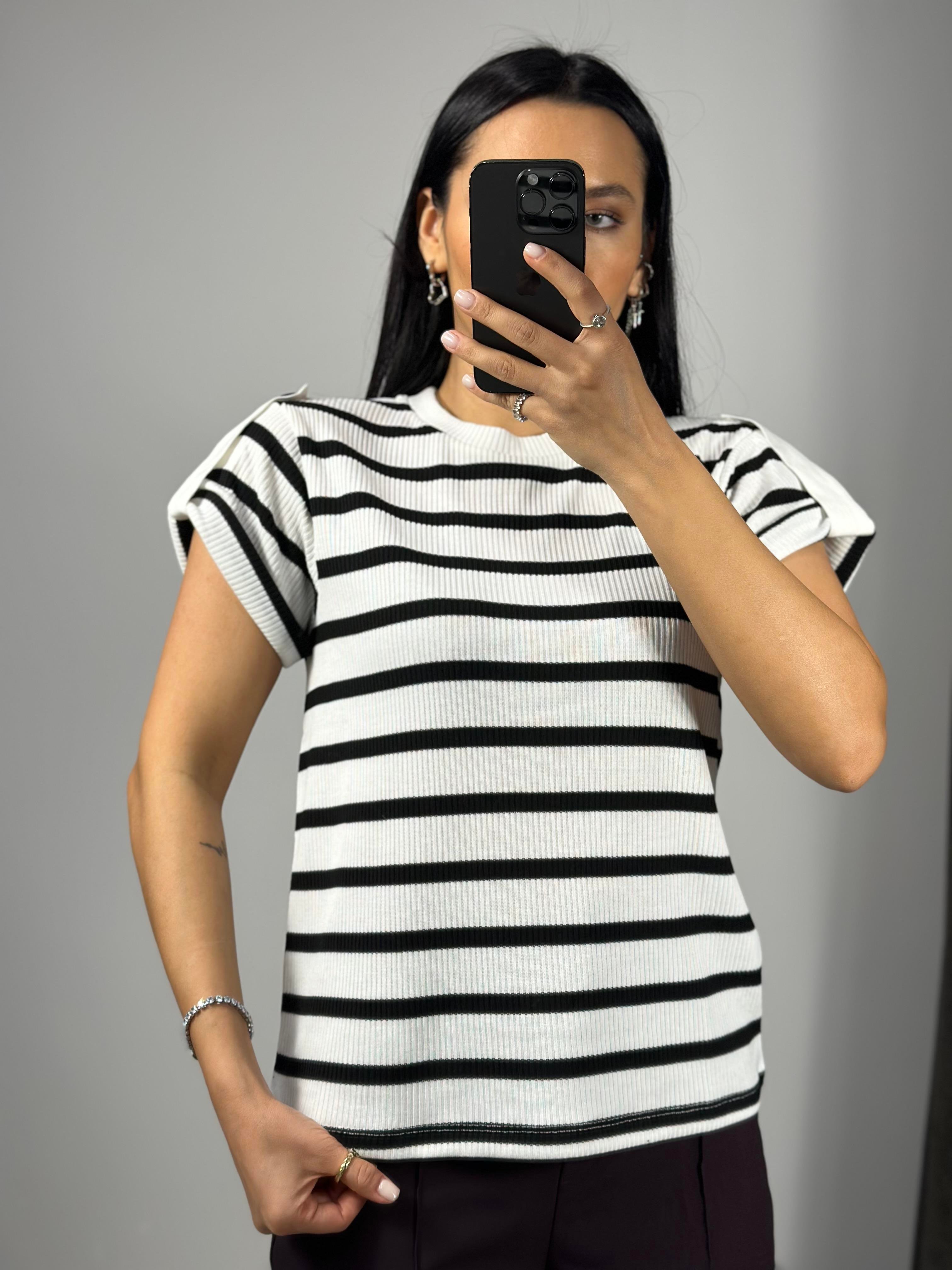16134 CIZGILI GARNILI TSHIRT