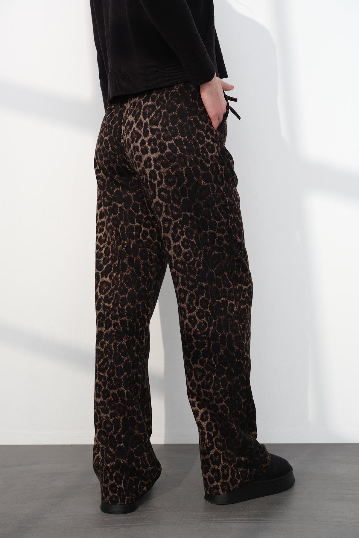 1691 YUN EFEKT LEOPAR PANTOLON