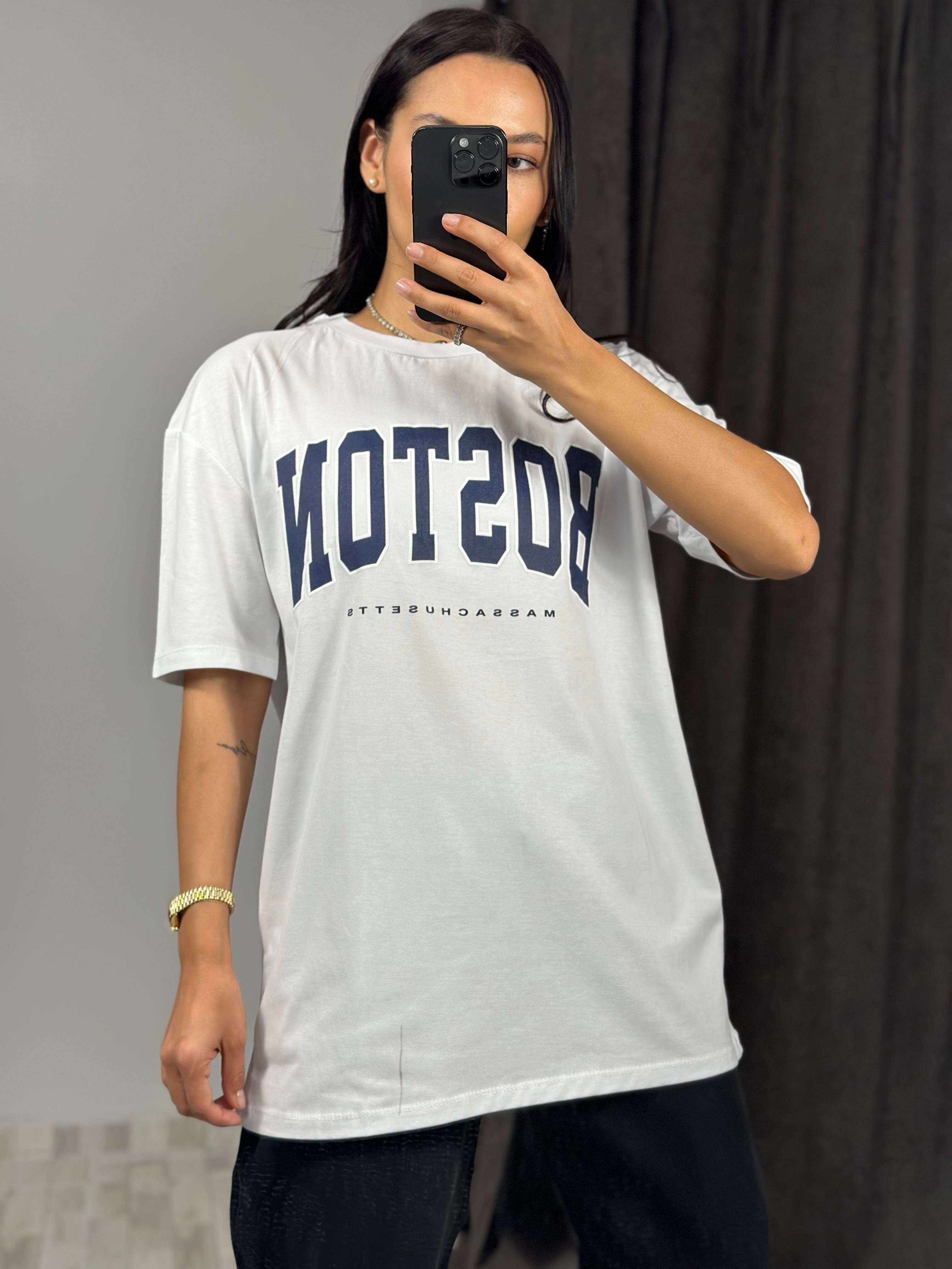 2519 BOSTON YAZILI TSHIRT