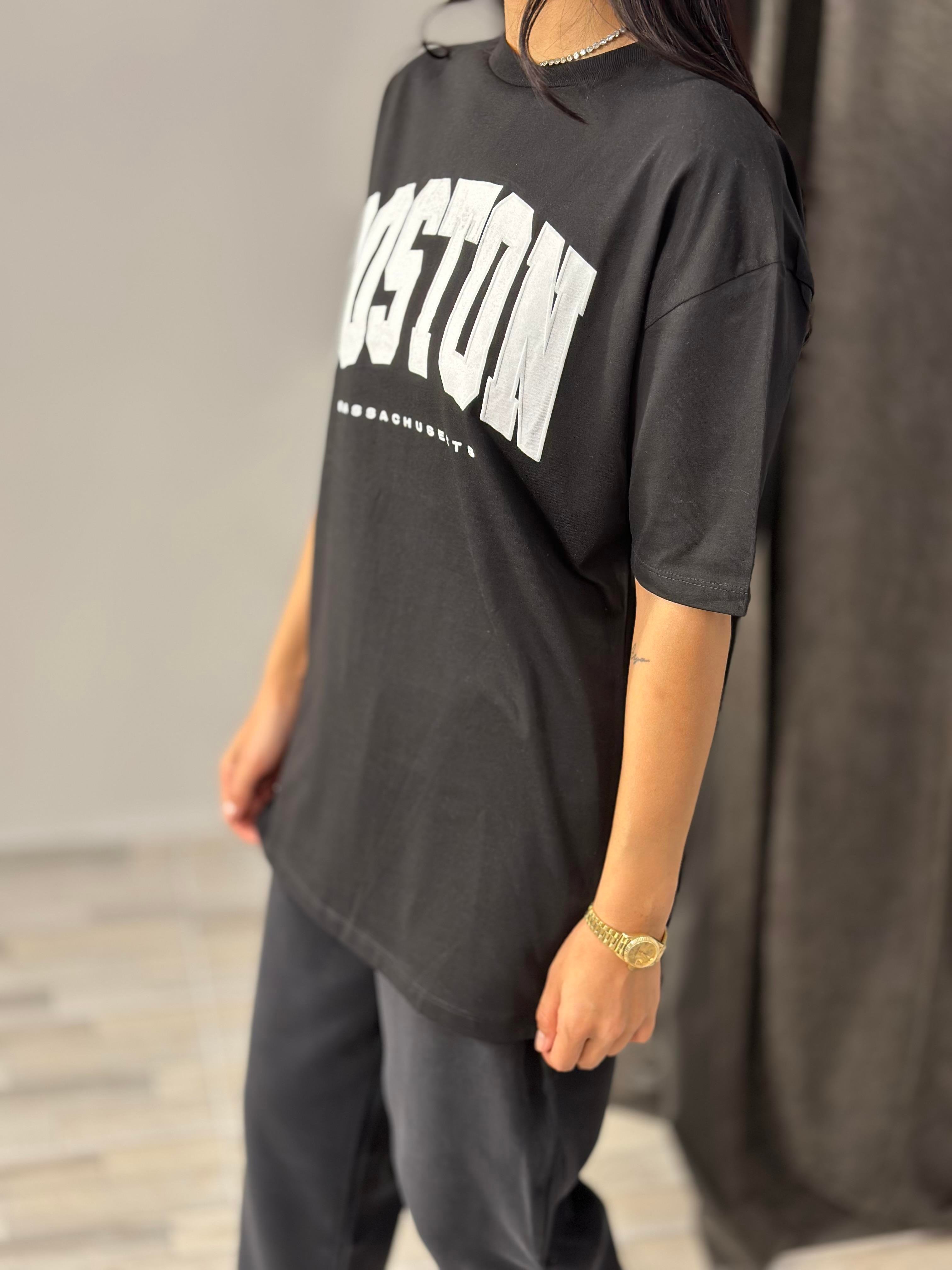 2519 BOSTON YAZILI TSHIRT