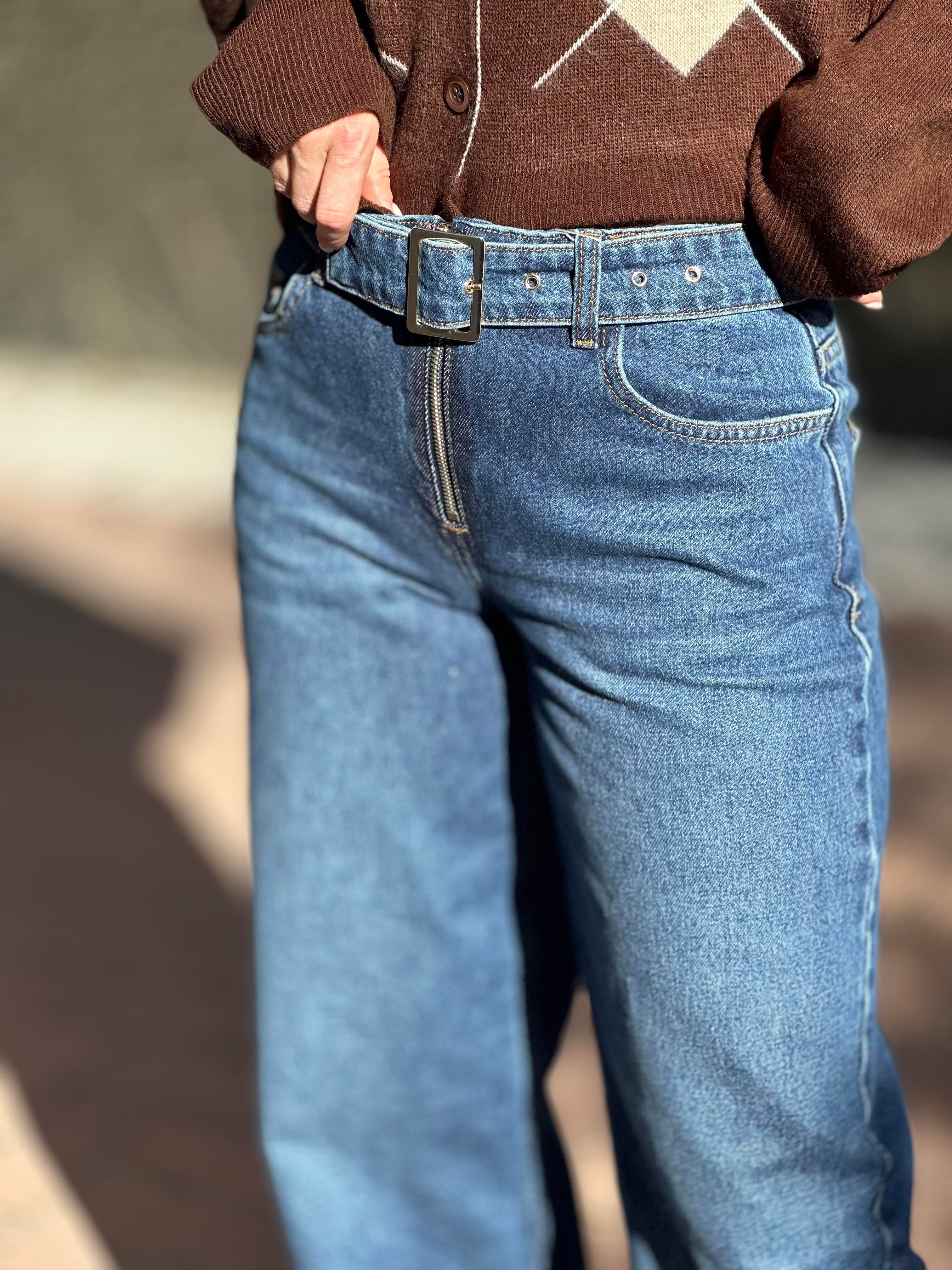 25769 KEMERLI VE FERMUARLI KOT PANTOLON