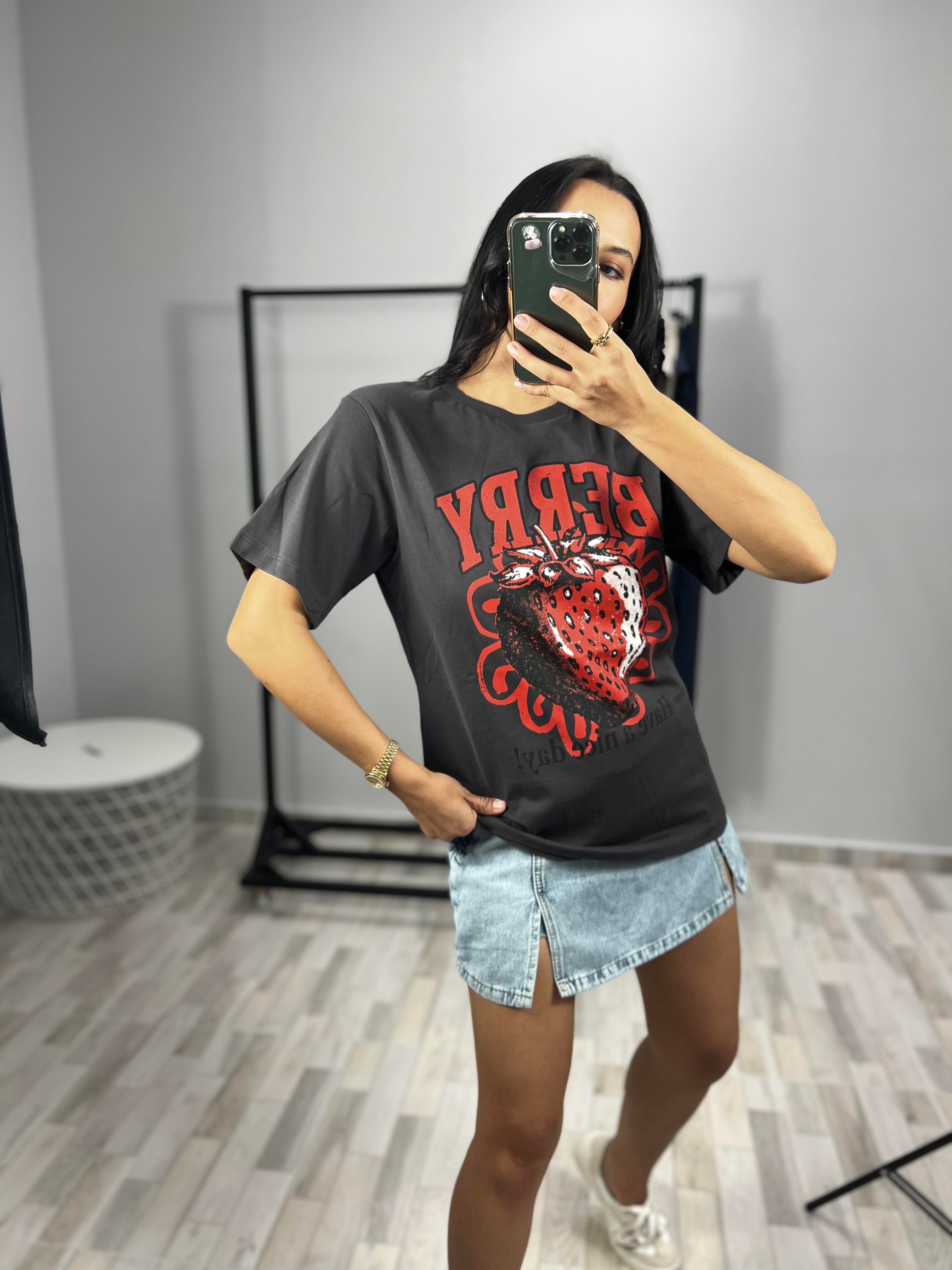 31064 BASKLI BISIKLET YAKA TSHIRT